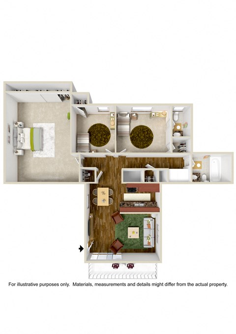 Floor plan for 3 beds, 1.5 baths, 1300 sqft