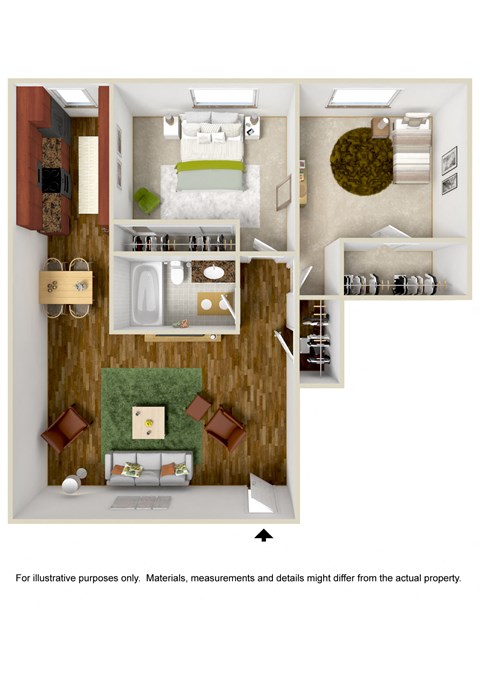 Floor plan for 2 beds, 1 bath, 1000 sqft
