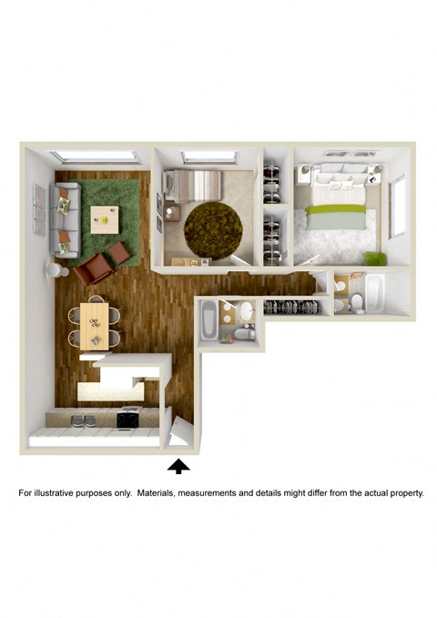 Floor plan for 2 beds, 2 baths, 850 sqft