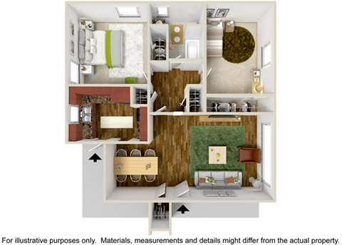 Floor plan for 2 beds, 1 bath, 810 sqft