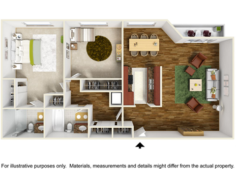 Floor plan for 2 beds, 2 baths, 1200 sqft