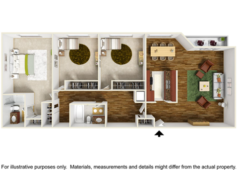 Floor plan for 3 beds, 2 baths, 1600 sqft