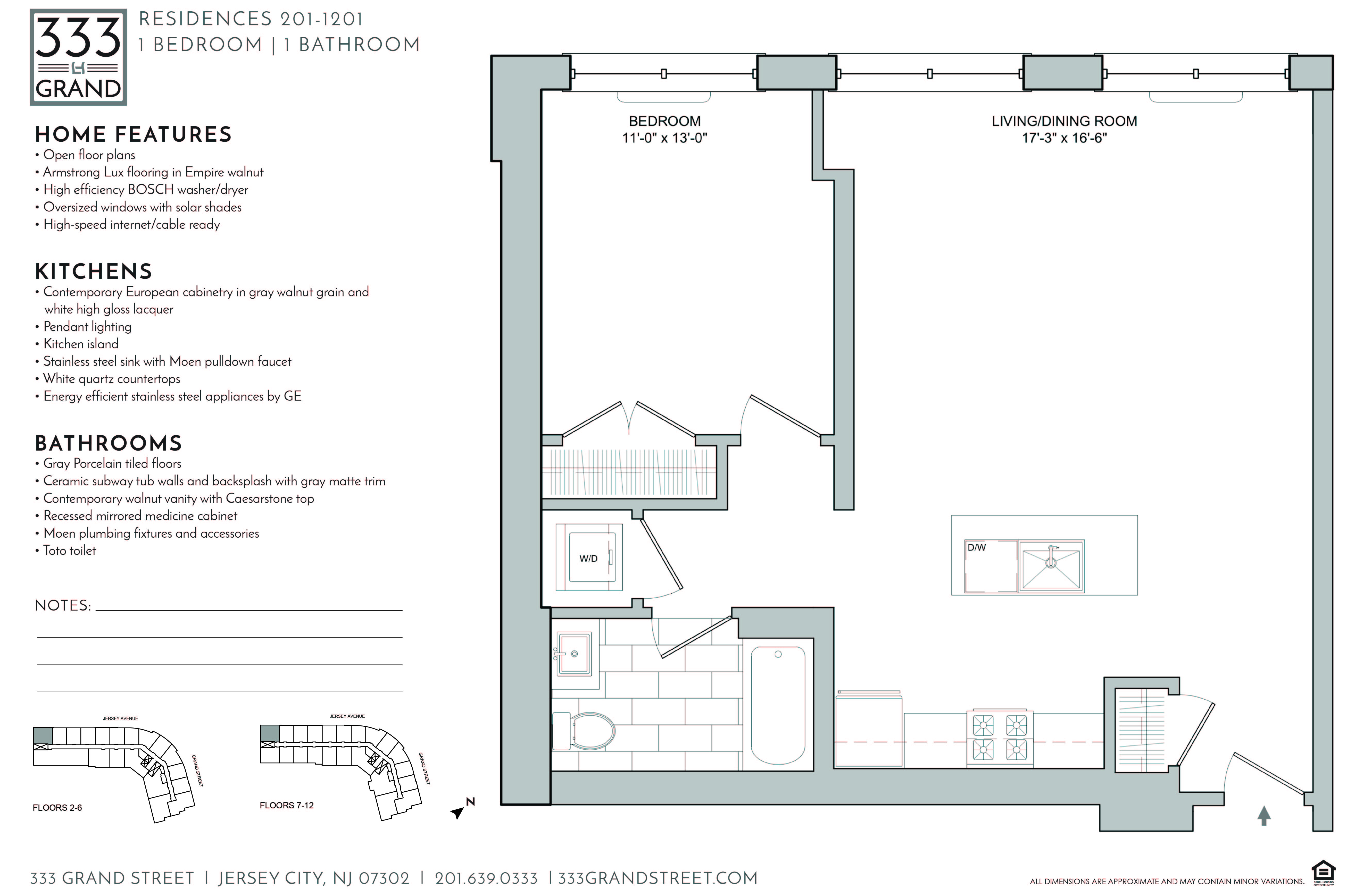 Floor plan for 1 bed, 1 bath, 842 sqft