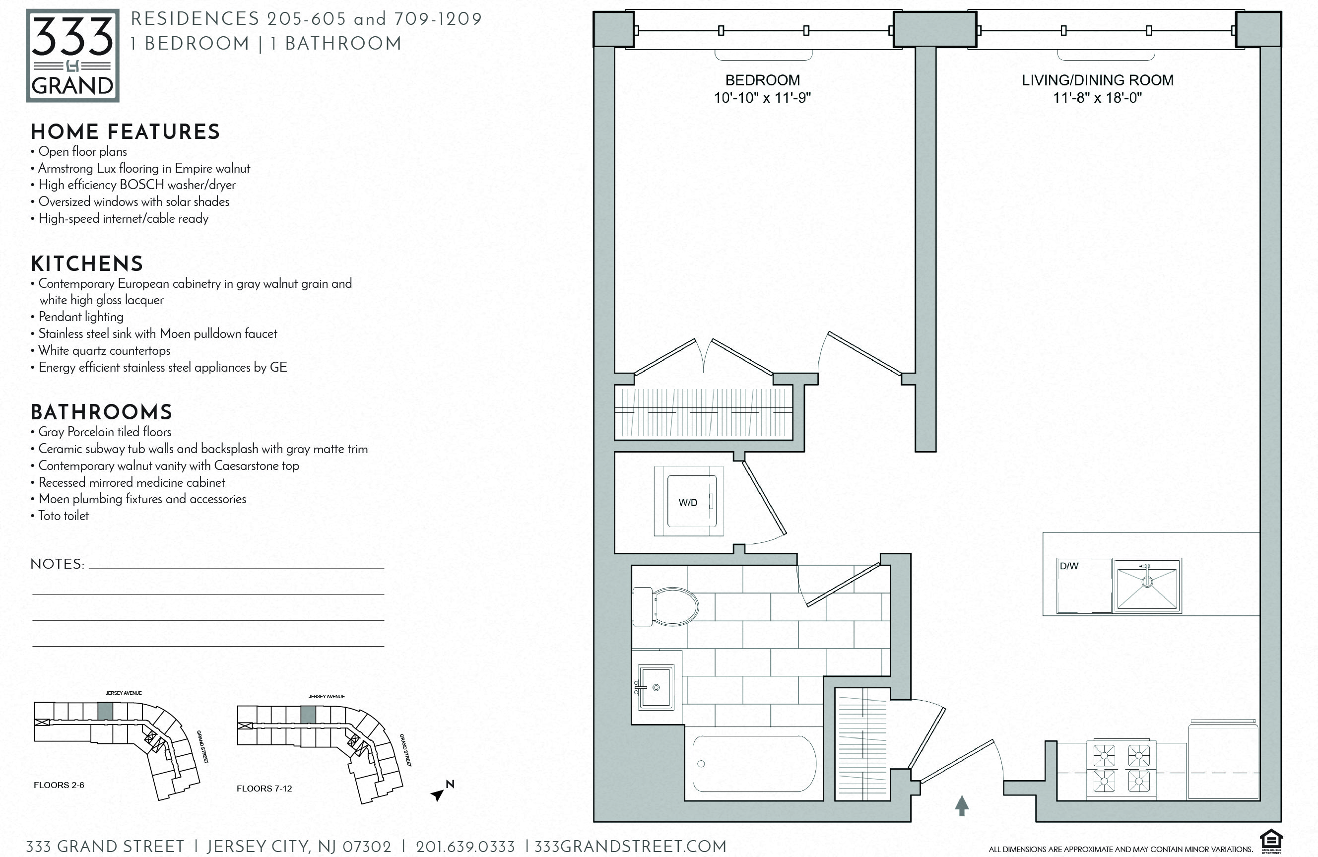 Floor plan for 1 bed, 1 bath, 686 sqft