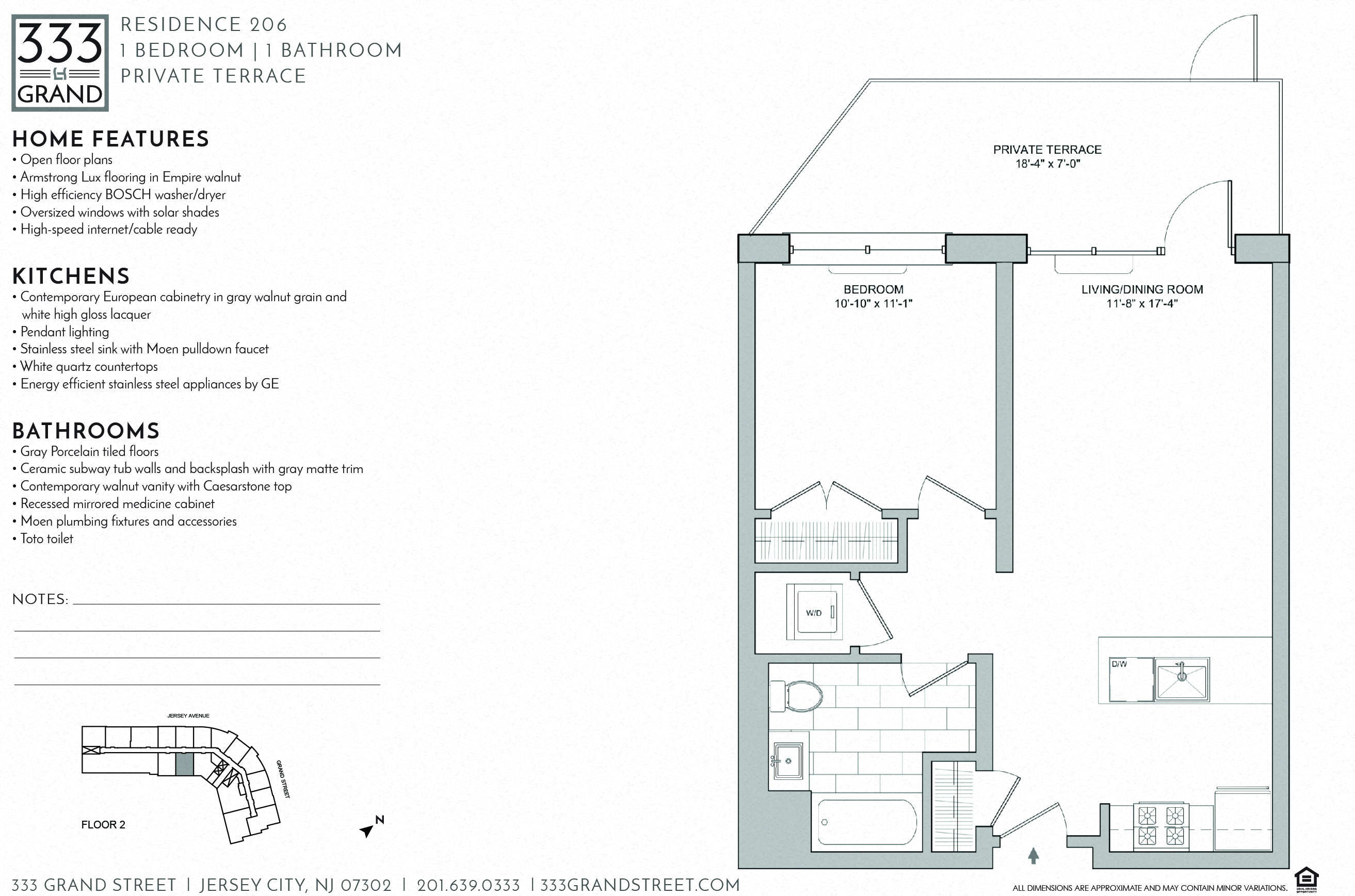 Floor plan for 1 bed, 1 bath, 670 sqft