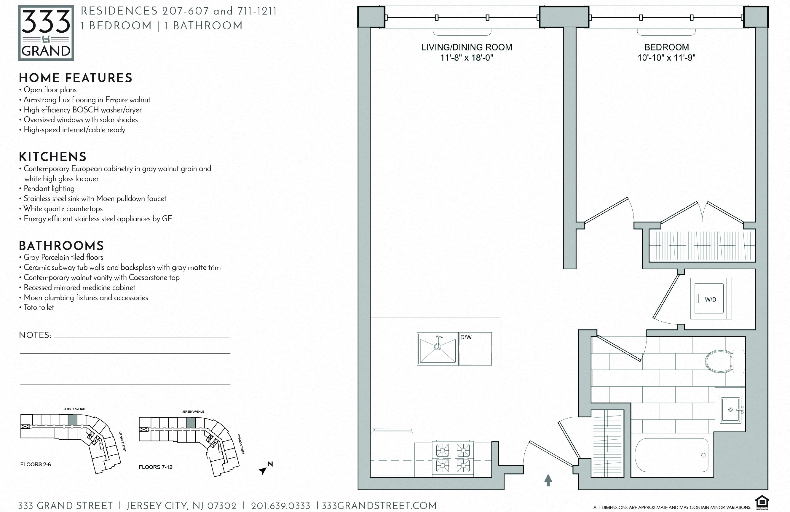 Floor plan for 1 bed, 1 bath, 686 sqft