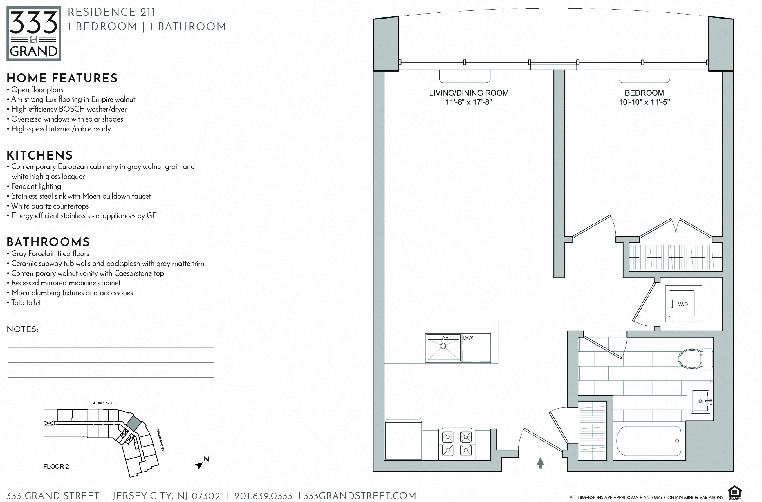 Floor plan for 1 bed, 1 bath, 662 sqft