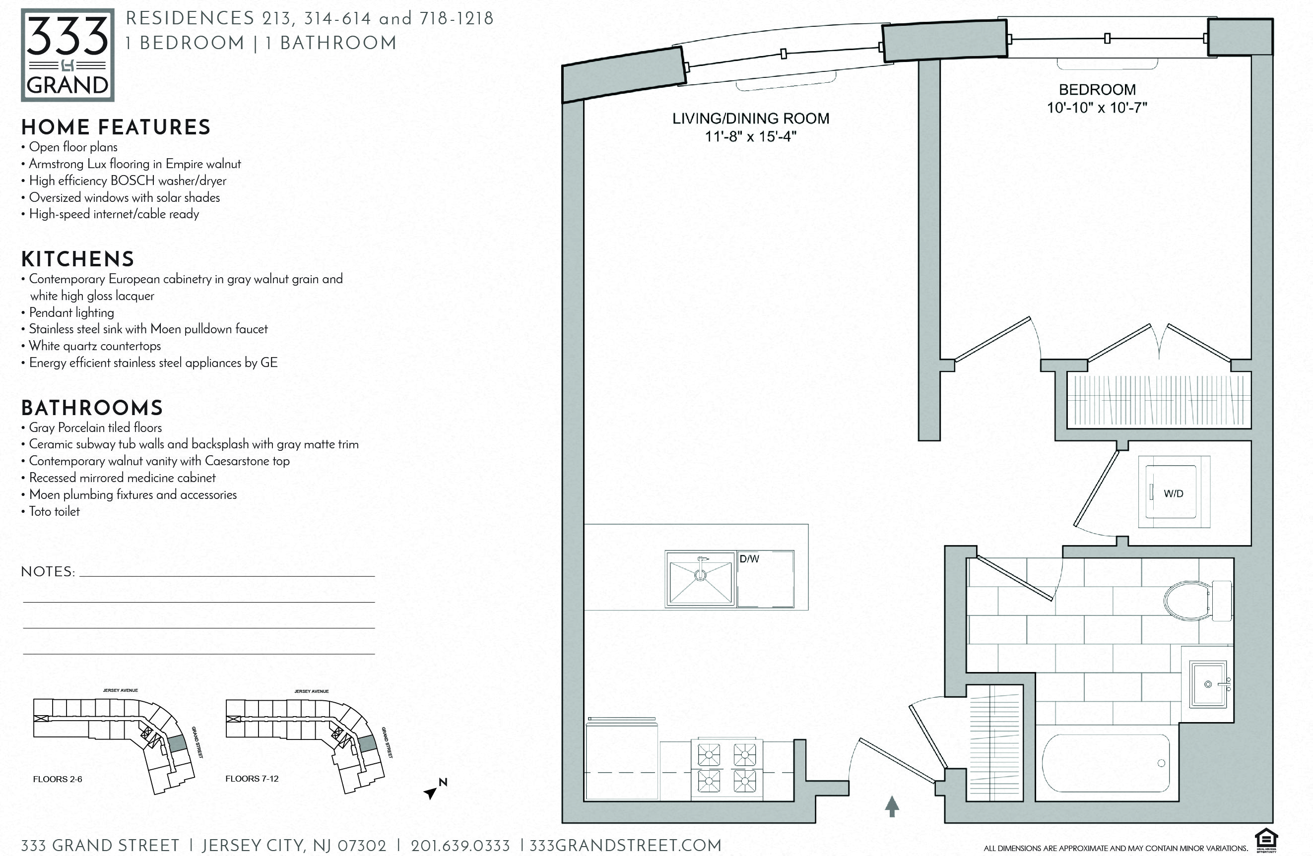 Floor plan for 1 bed, 1 bath, 650 sqft