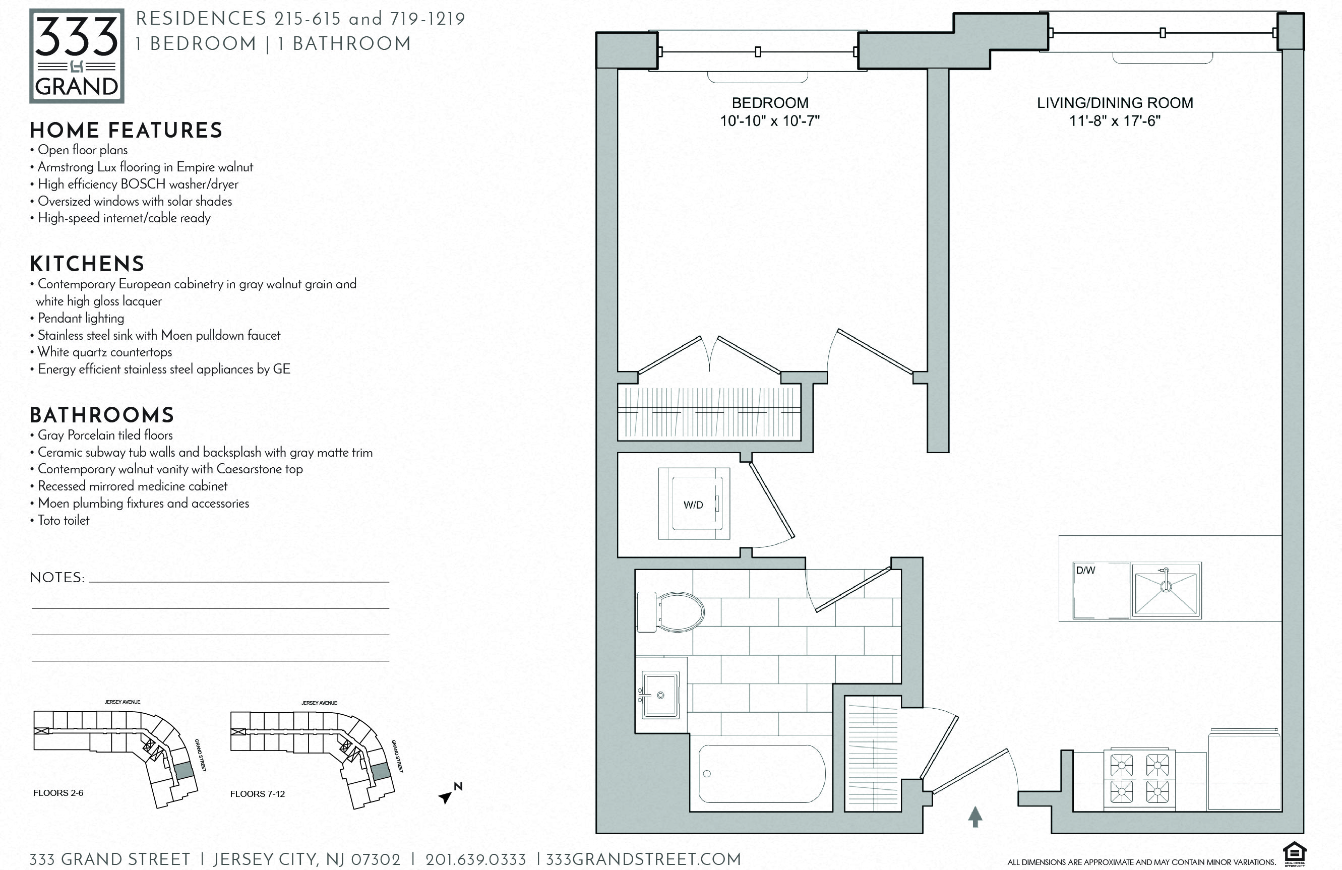 Floor plan for 1 bed, 1 bath, 667 sqft