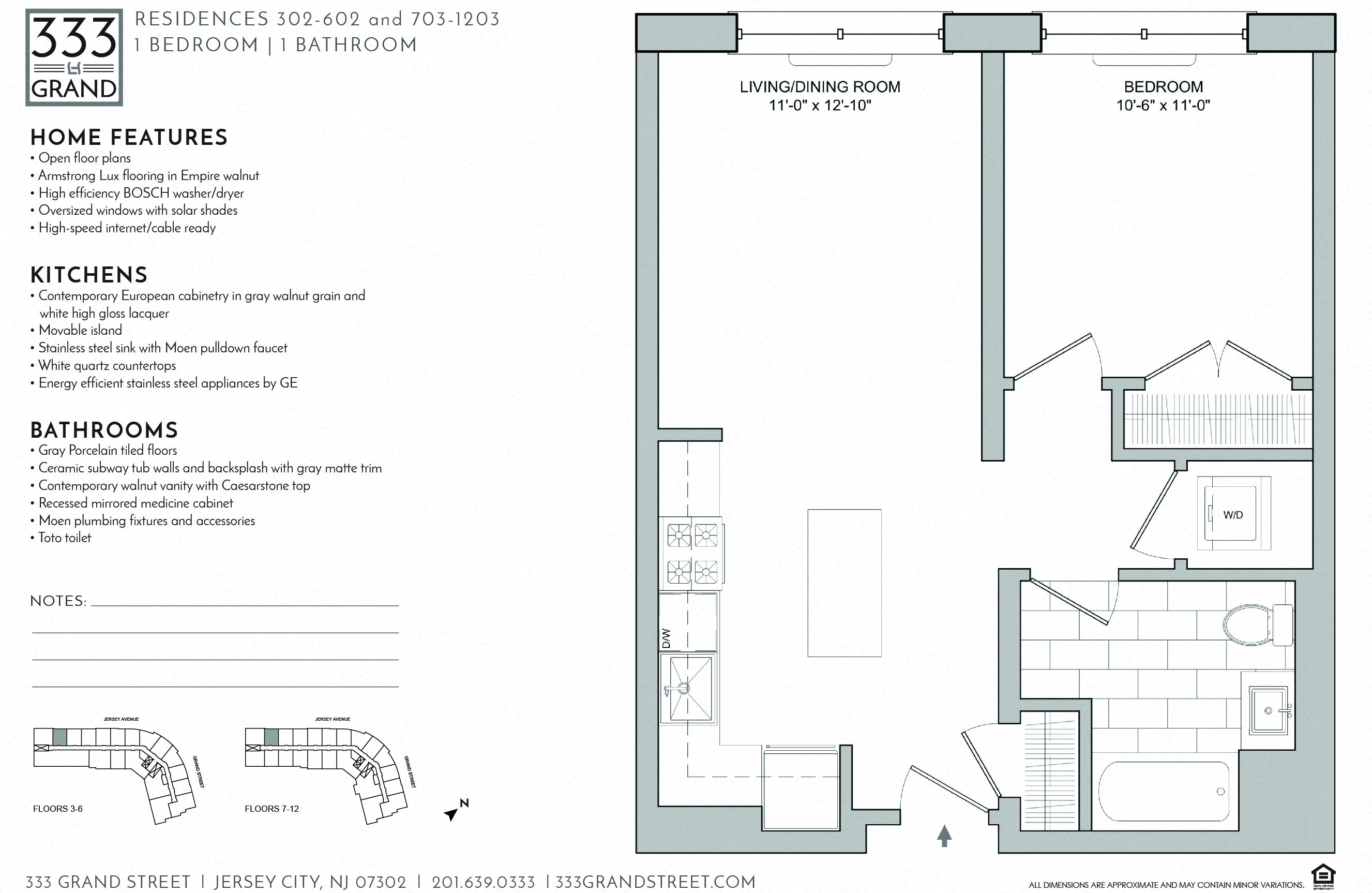 Floor plan for 1 bed, 1 bath, 643 sqft