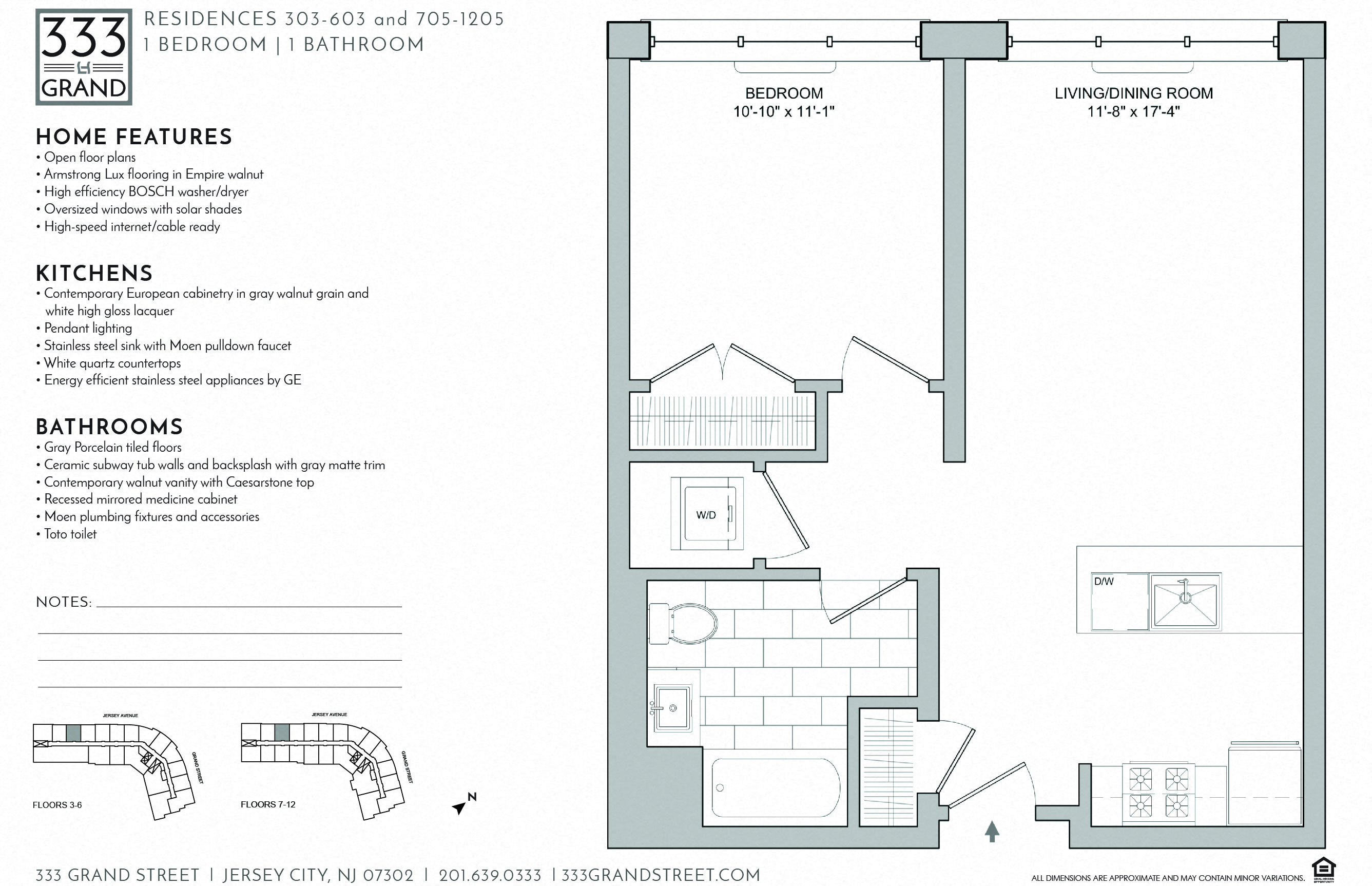 Floor plan for 1 bed, 1 bath, 671 sqft