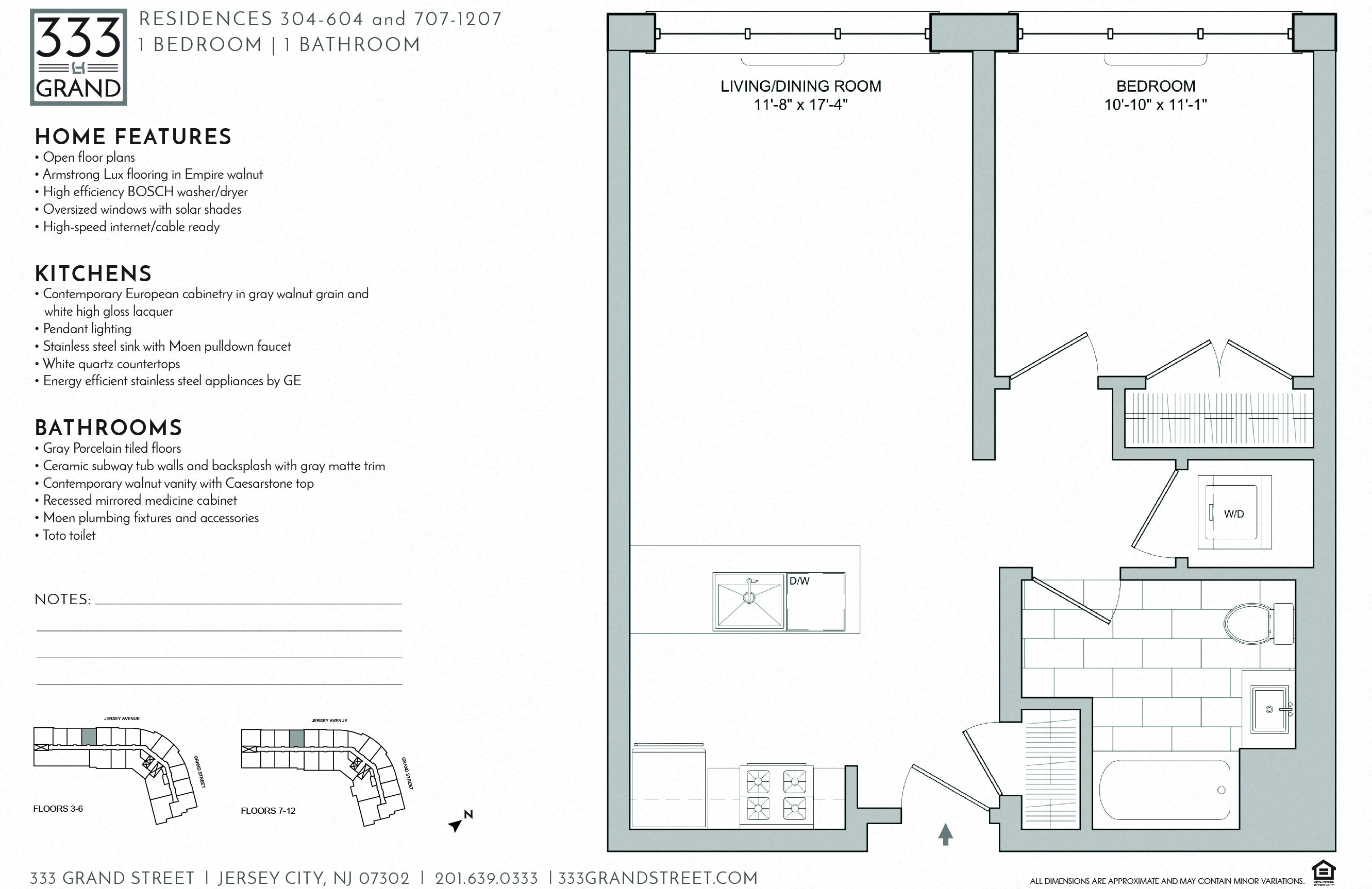 Floor plan for 1 bed, 1 bath, 671 sqft