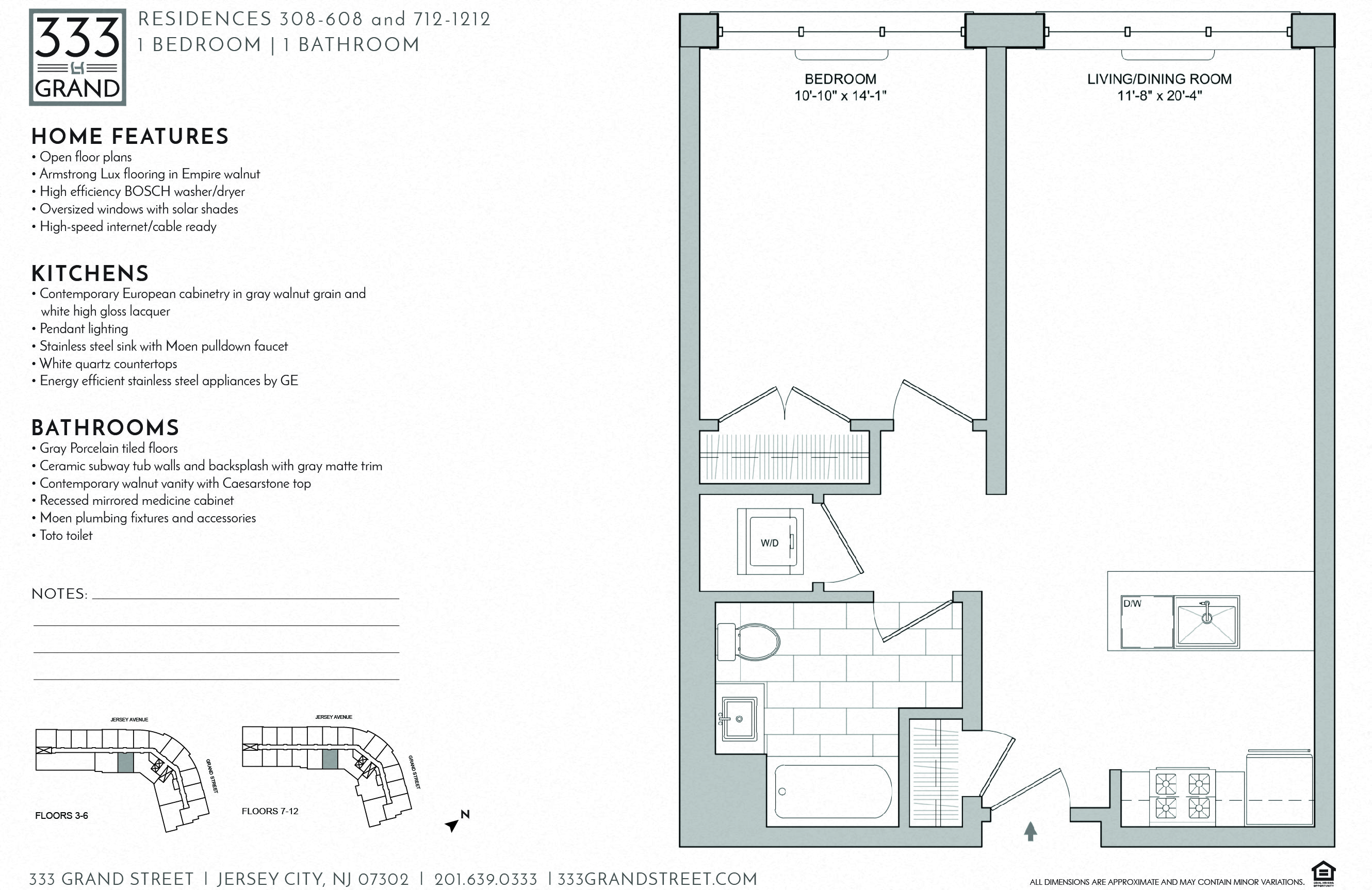 Floor plan for 1 bed, 1 bath, 743 sqft