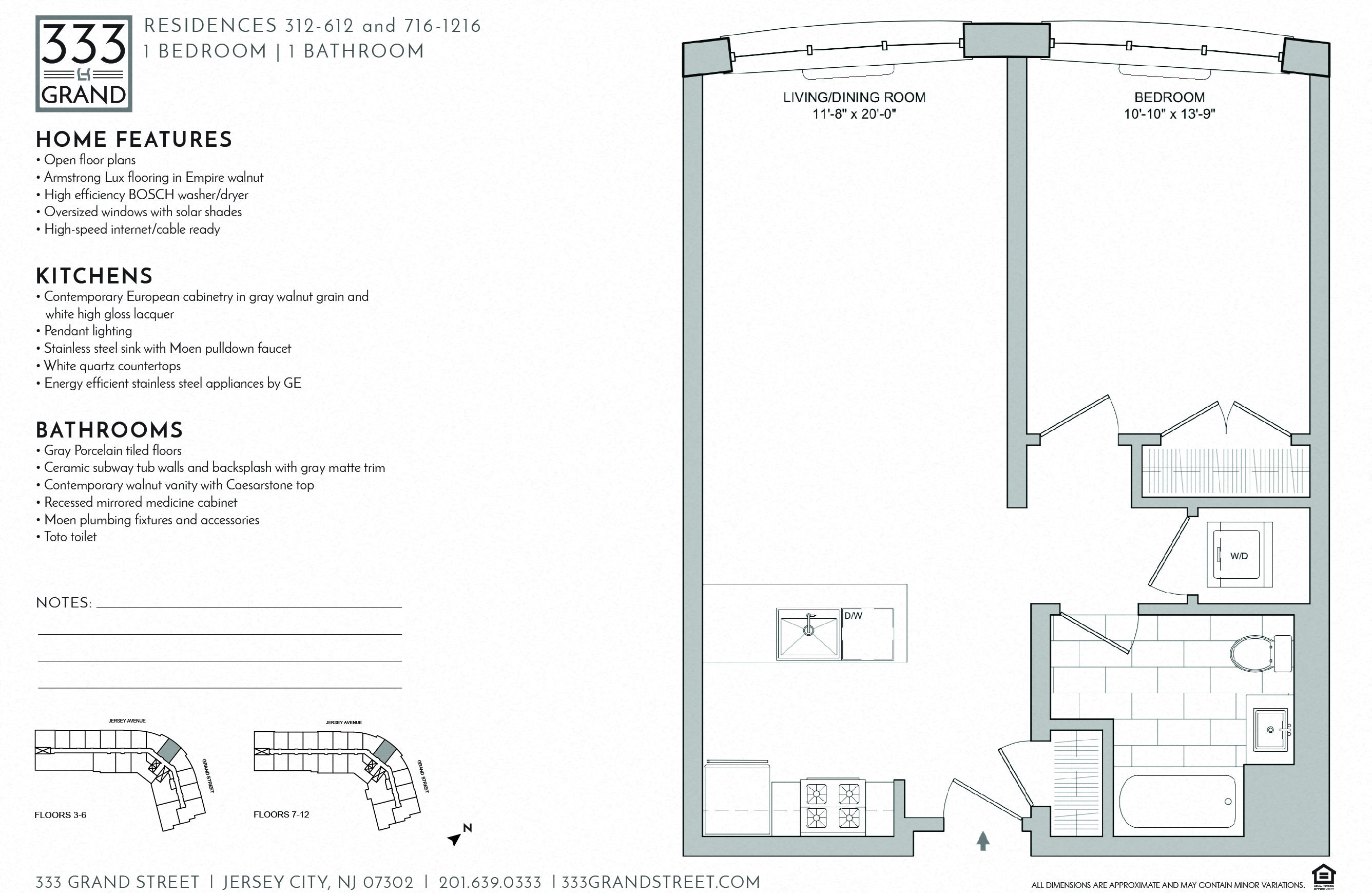 Floor plan for 1 bed, 1 bath, 746 sqft