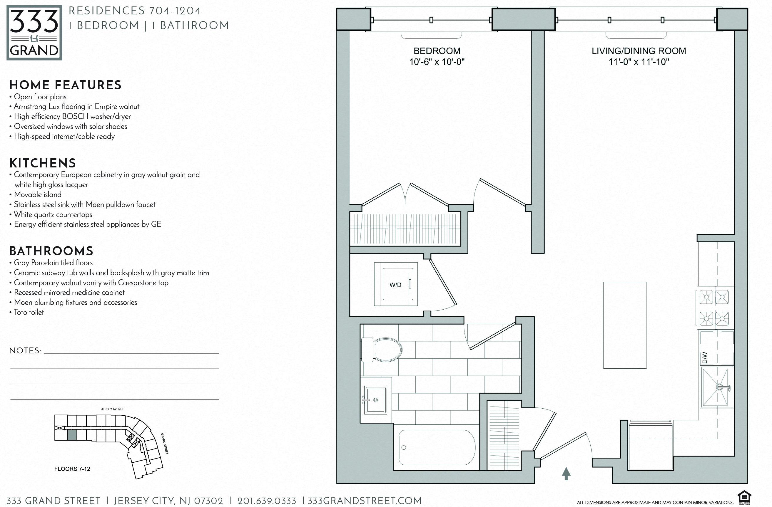 Floor plan for 1 bed, 1 bath, 620 sqft