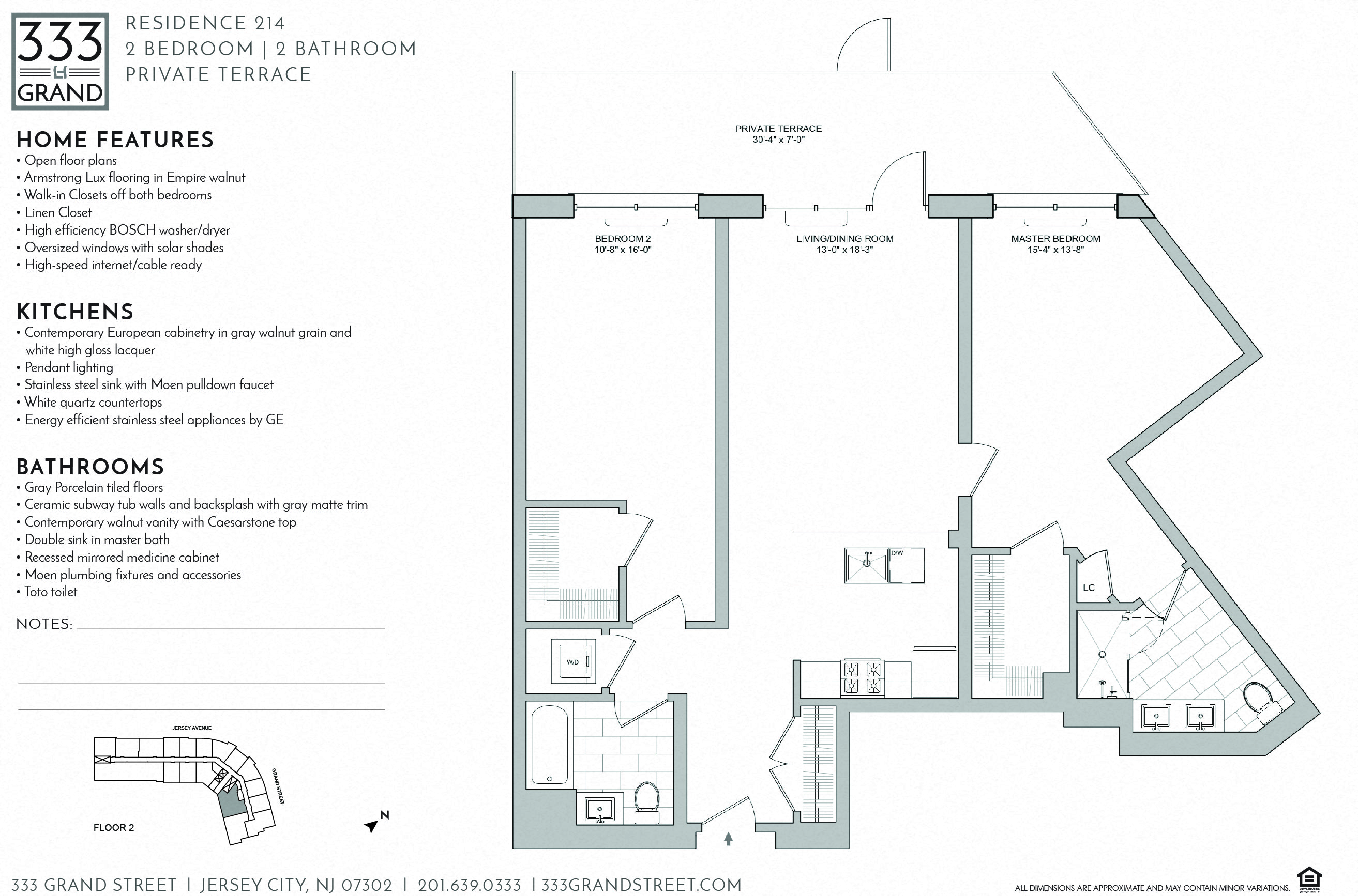 Floor plan for 2 beds, 2 baths, 1281 sqft