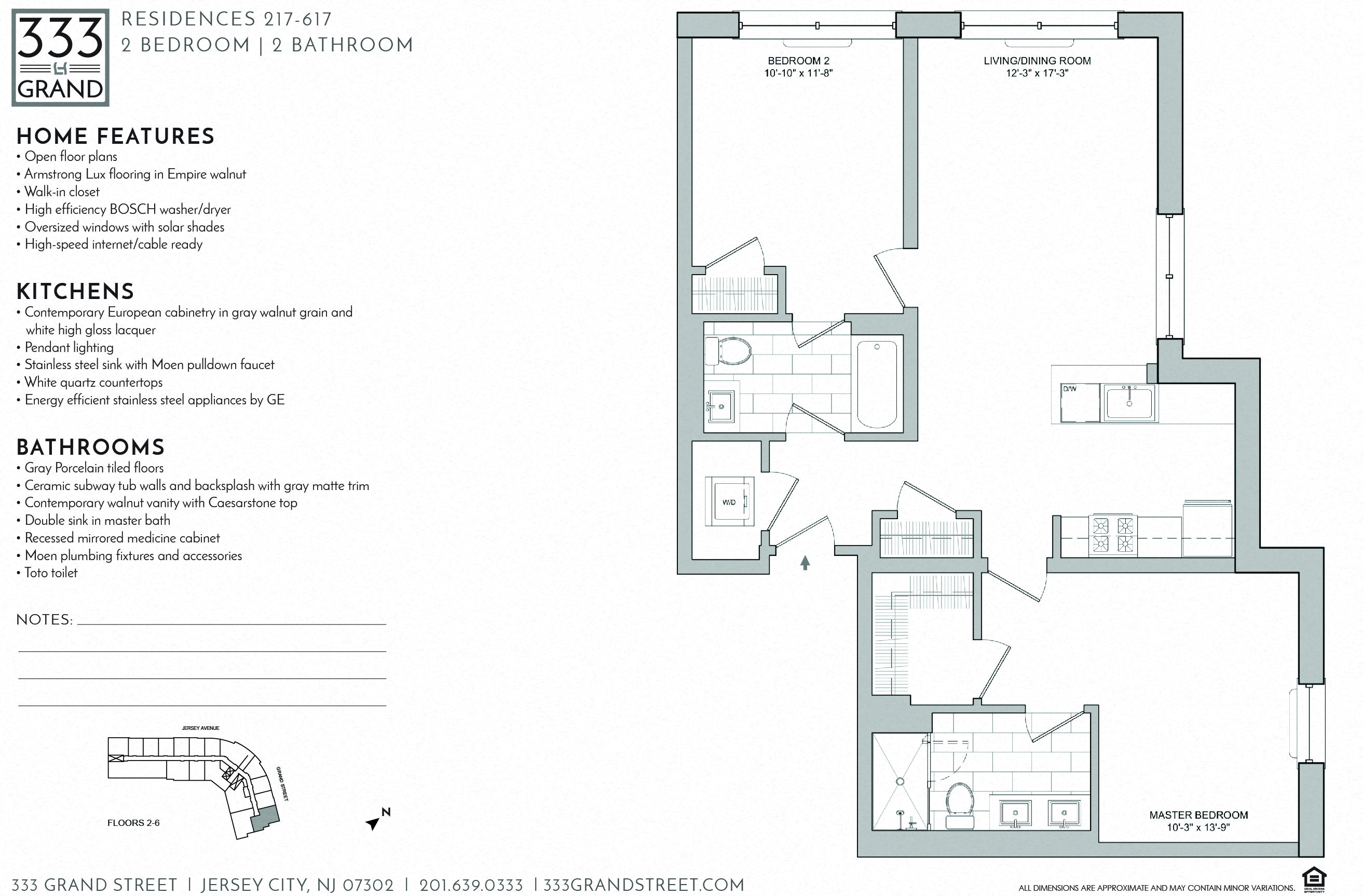 Floor plan for 2 beds, 2 baths, 1100 sqft