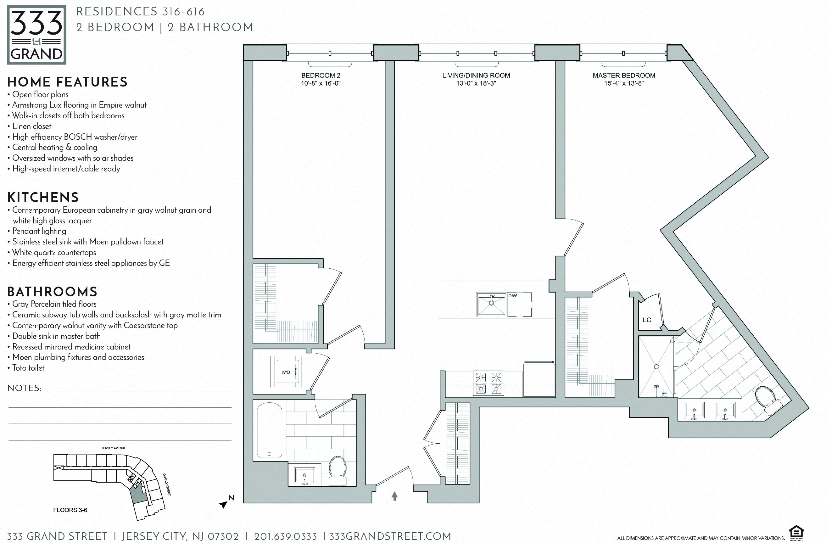 Floor plan for 2 beds, 2 baths, 1281 sqft