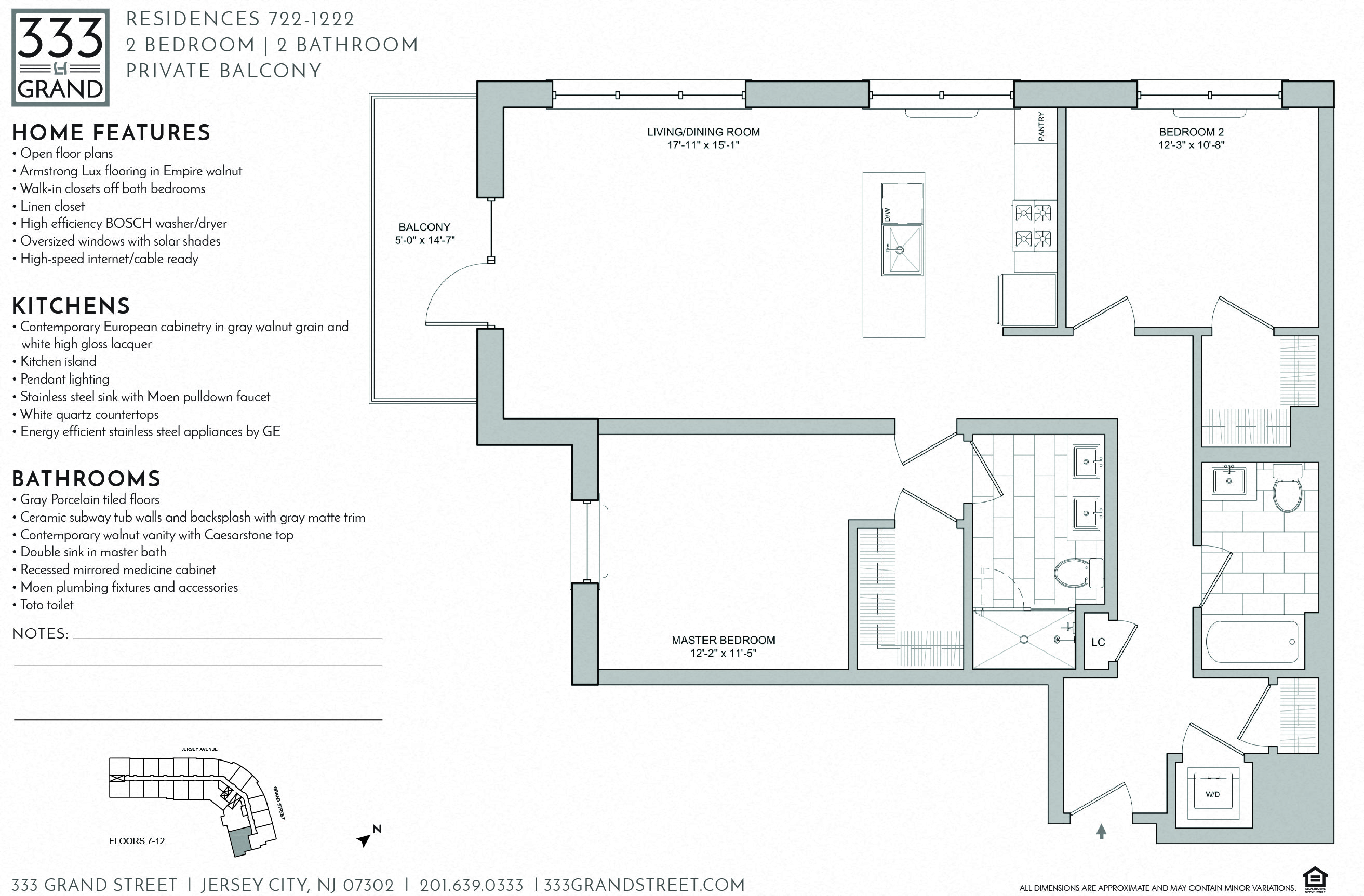 Floor plan for 2 beds, 2 baths, 1247 sqft