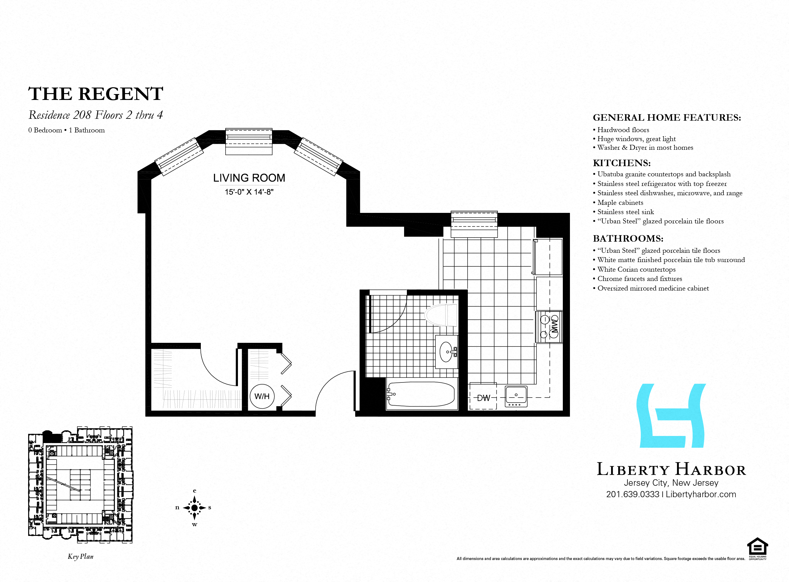 Floor plan for studio, 1 bath, 566 sqft