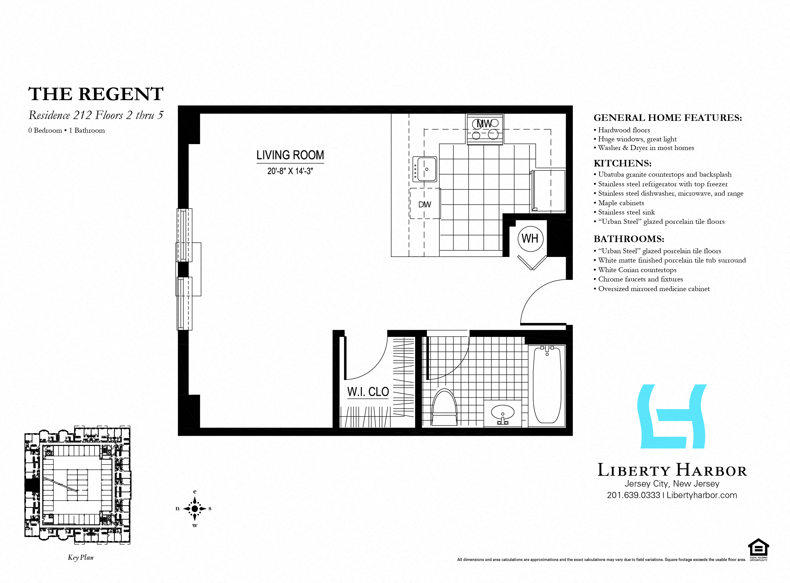 Floor plan for studio, 1 bath, 556 sqft