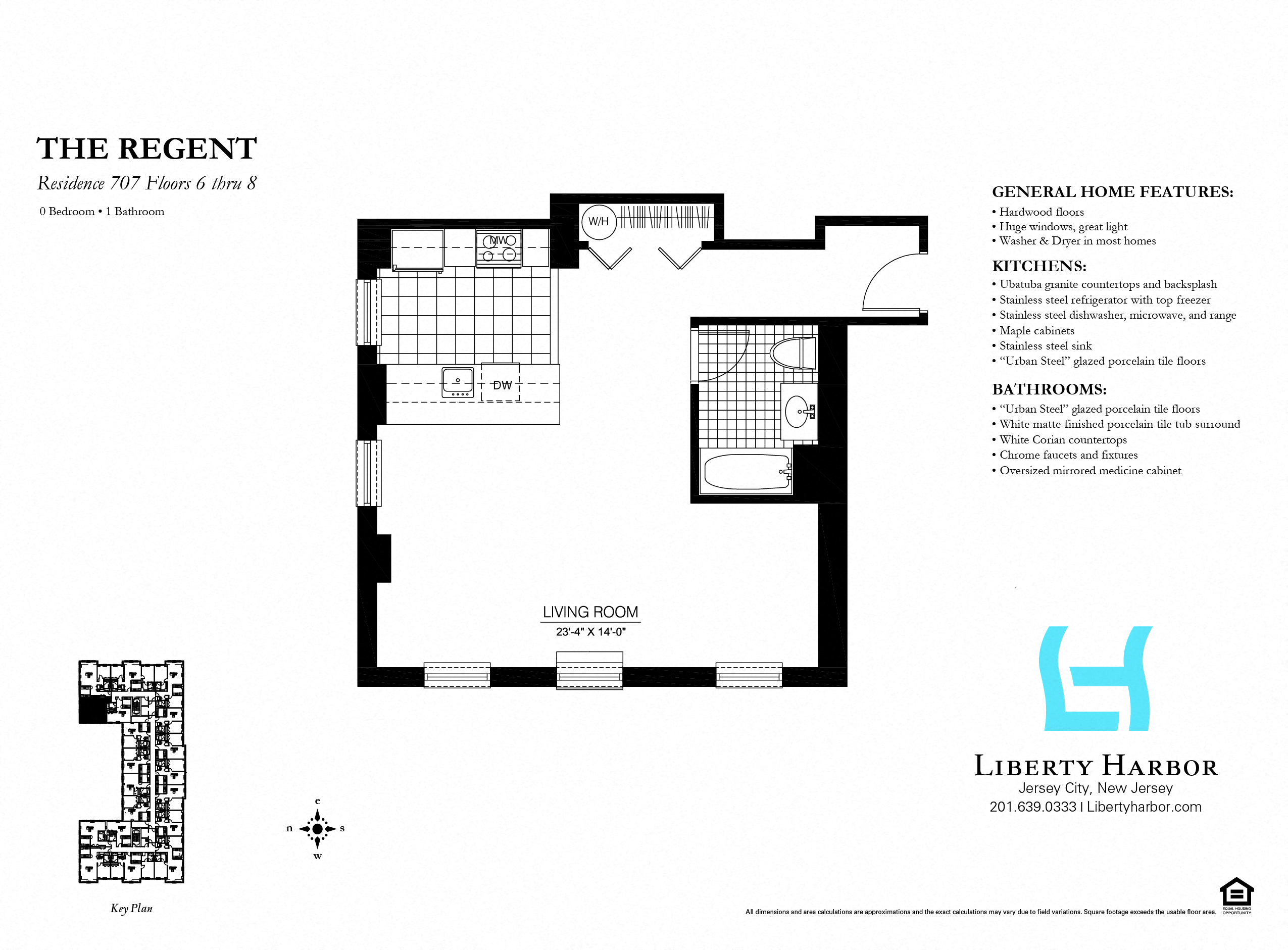 Floor plan for studio, 1 bath, 644 sqft