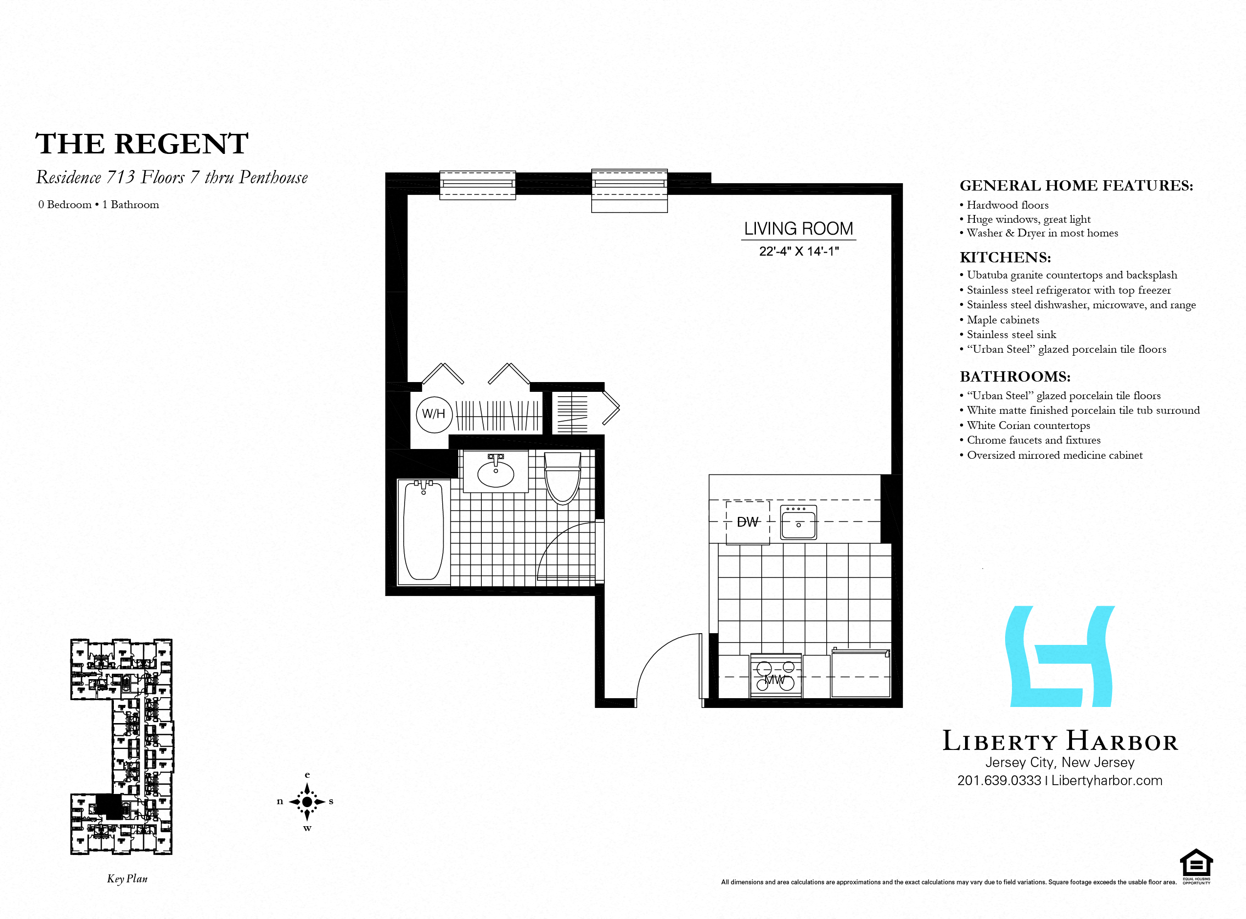 Floor plan for studio, 1 bath, 520 sqft