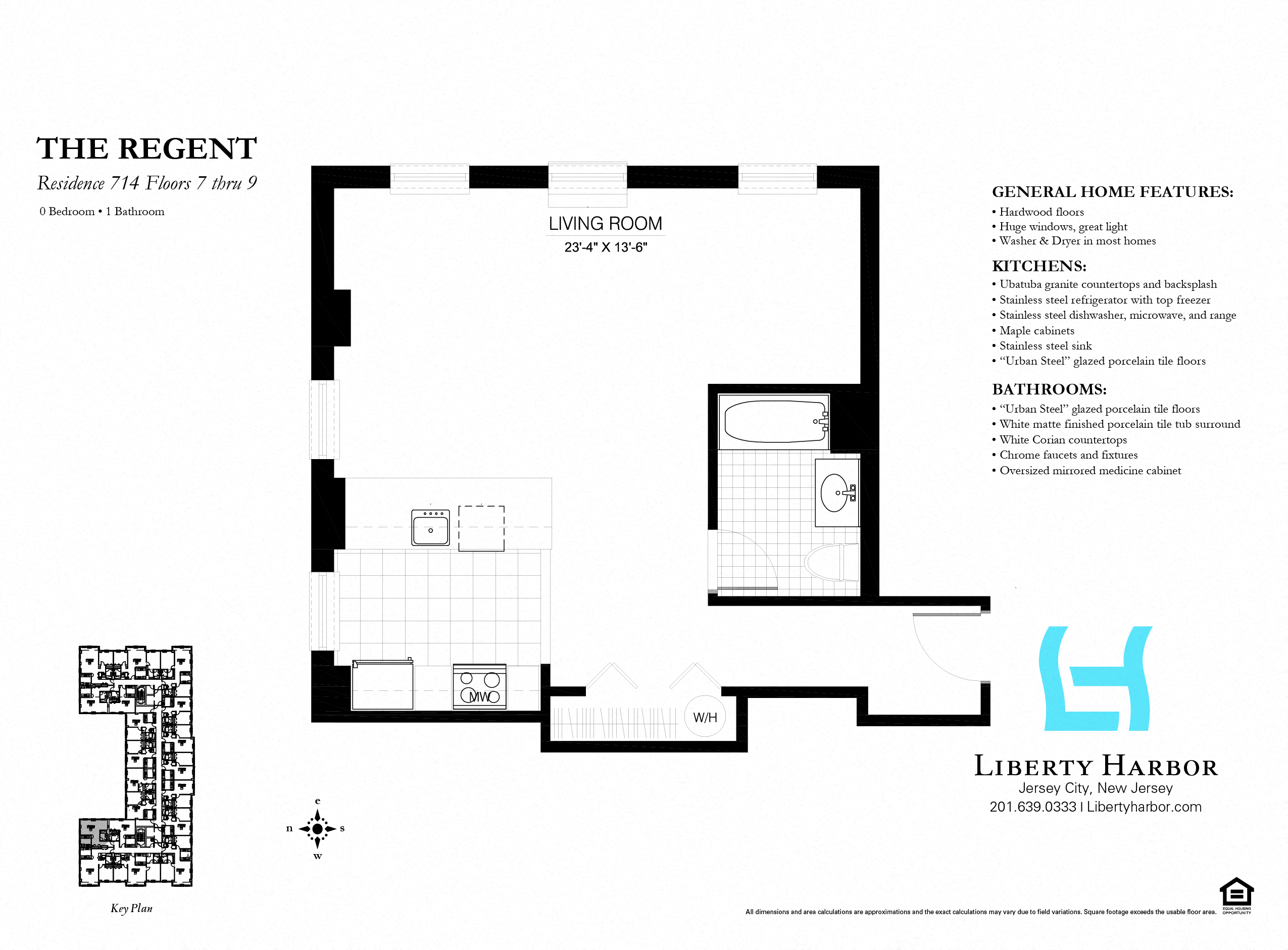 Floor plan for studio, 1 bath, 644 sqft