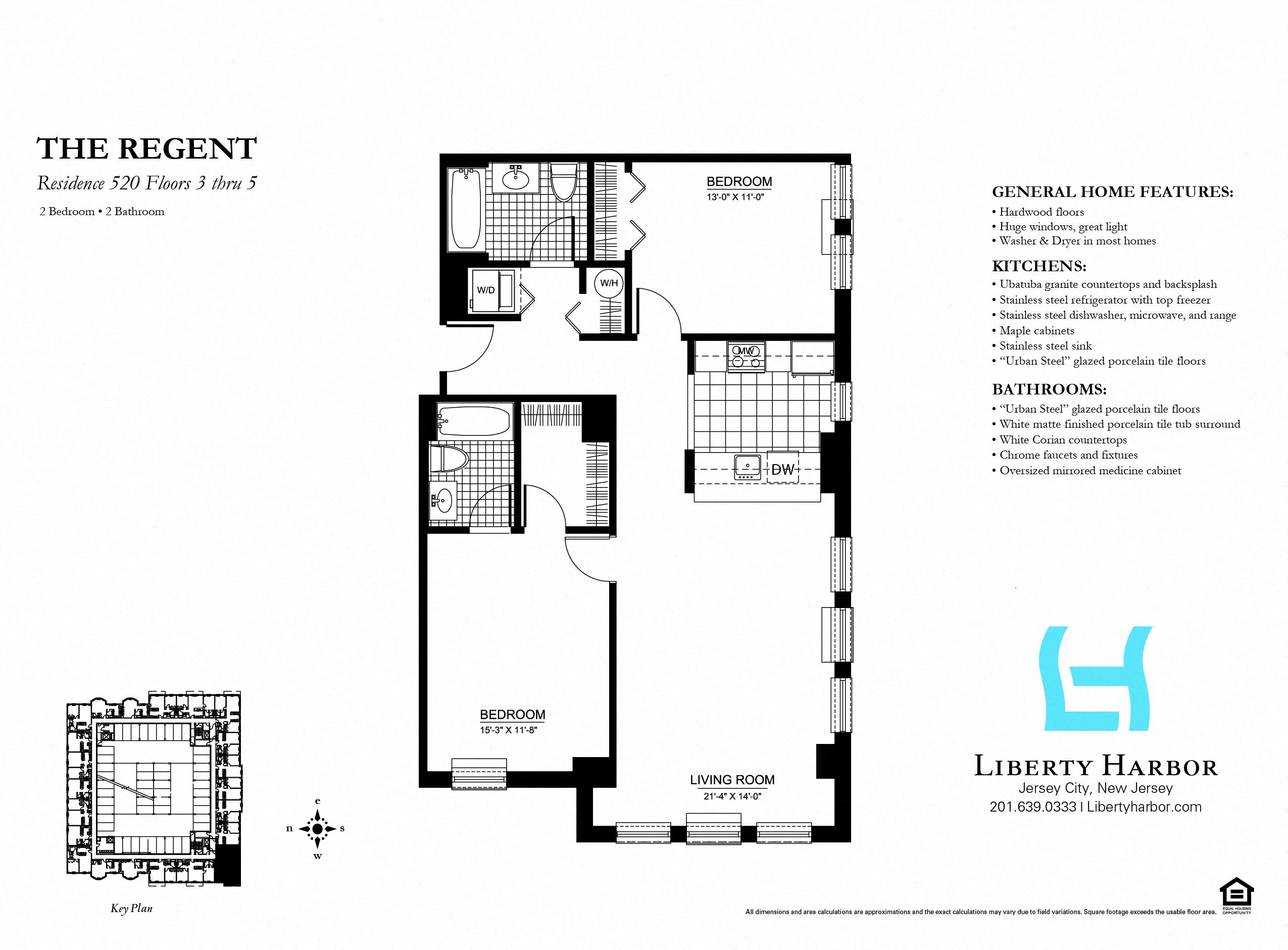Floor plan for 2 beds, 2 baths, 1145 sqft