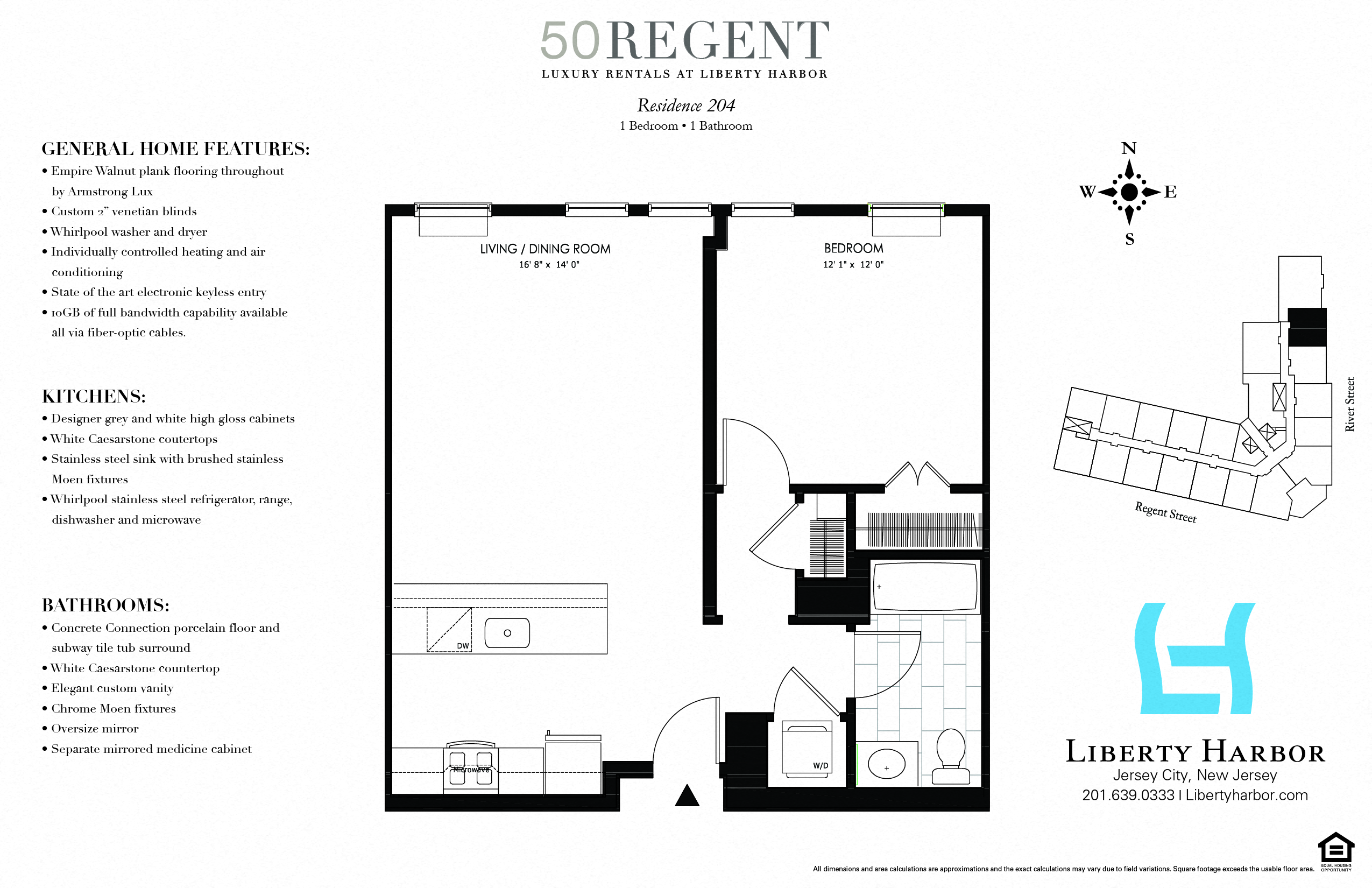 Floor plan for 1 bed, 1 bath, 741 sqft