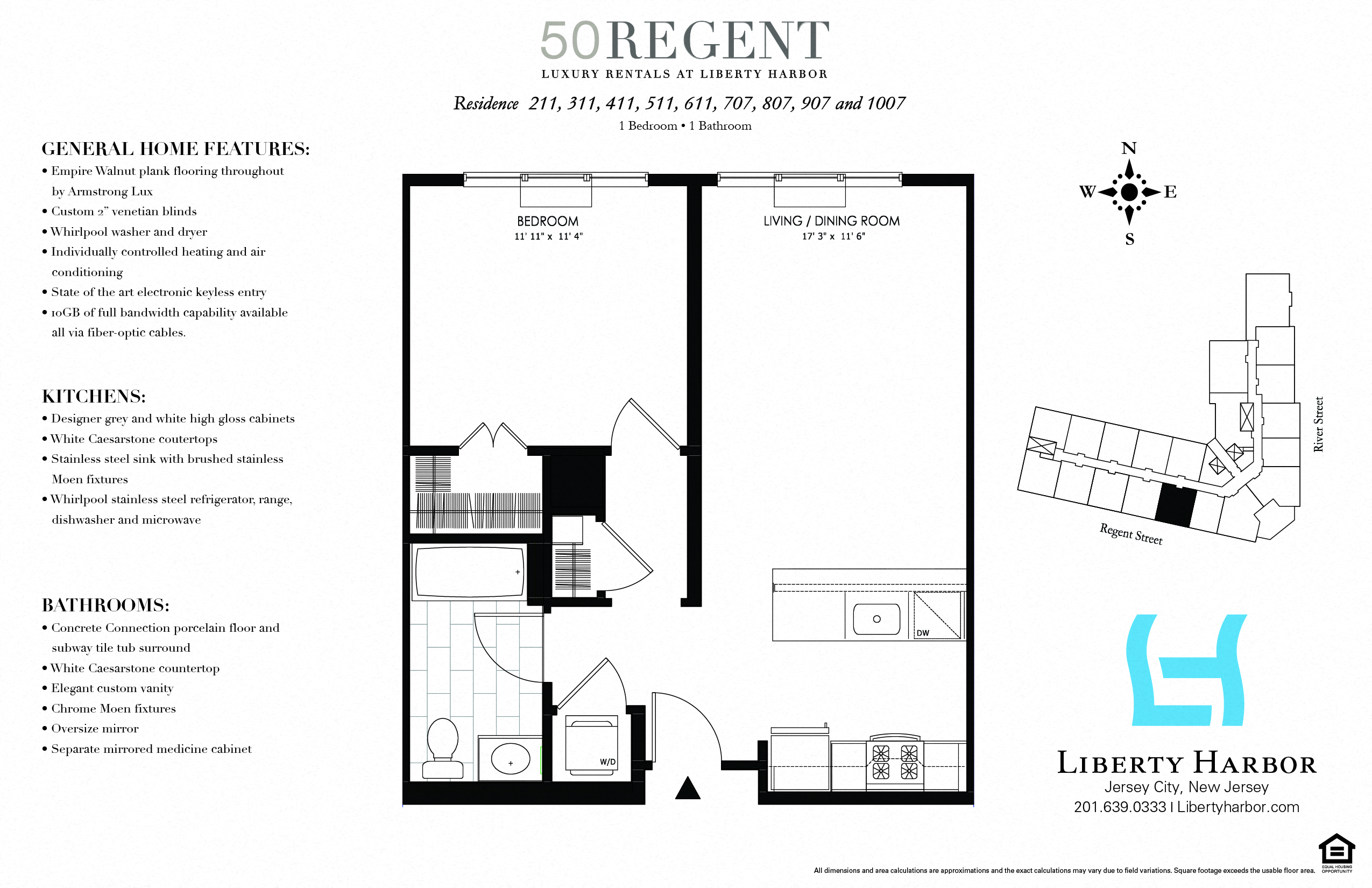 Floor plan for 1 bed, 1 bath, 667 sqft