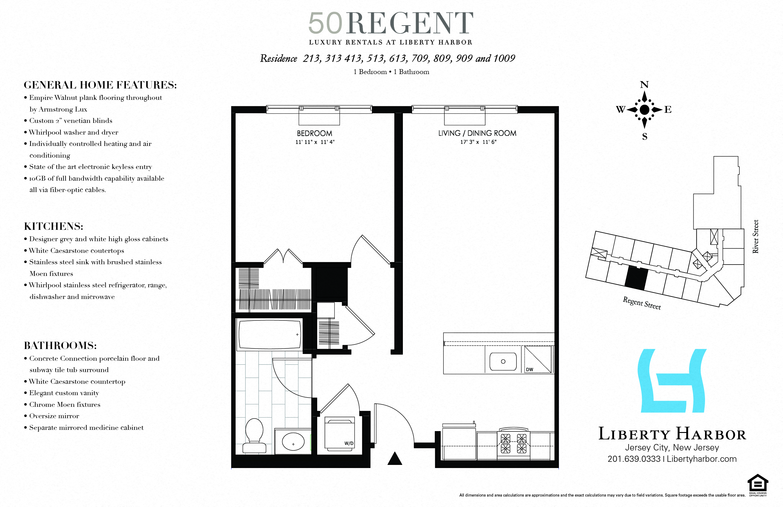 Floor plan for 1 bed, 1 bath, 667 sqft