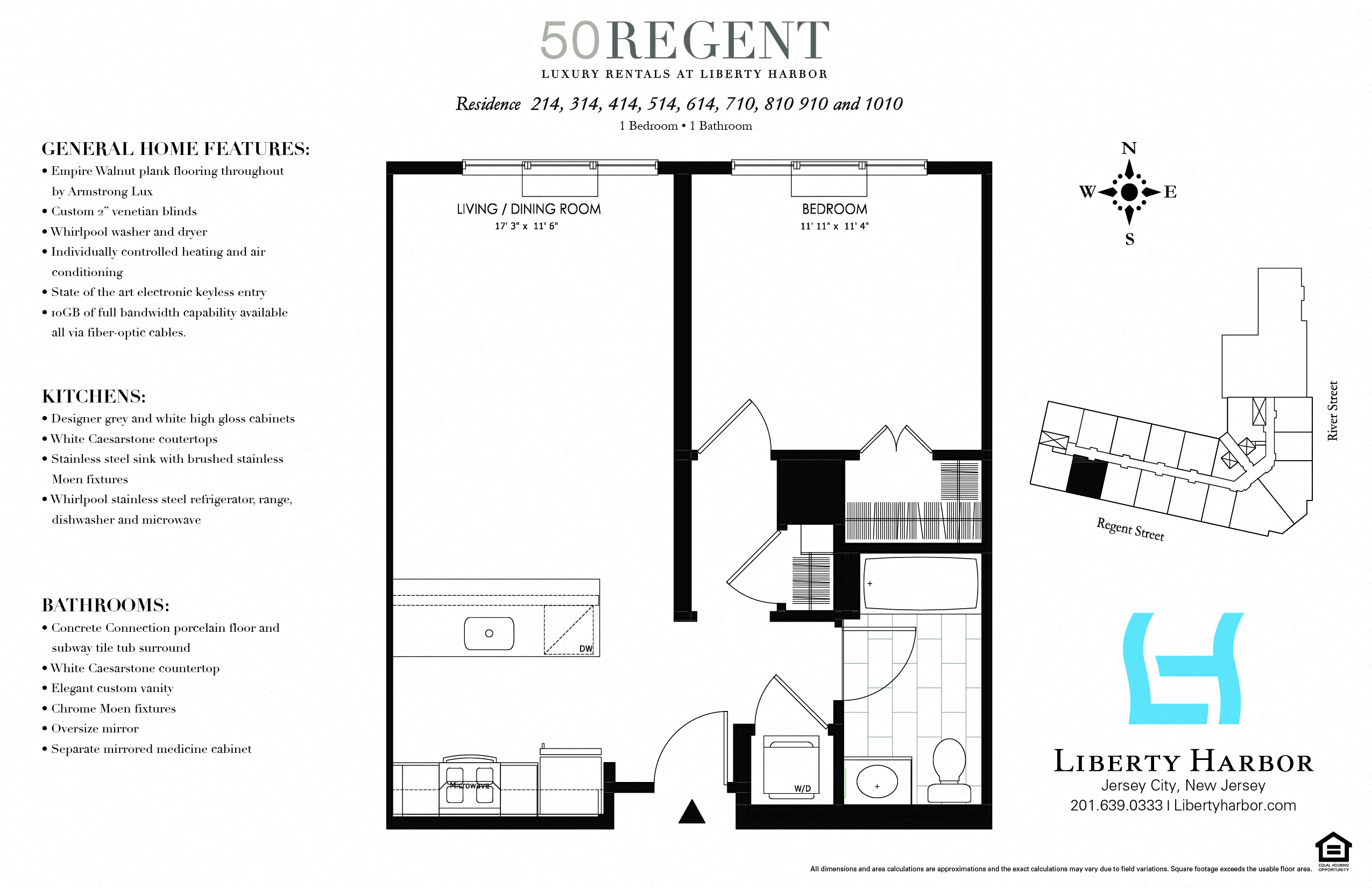 Floor plan for 1 bed, 1 bath, 667 sqft