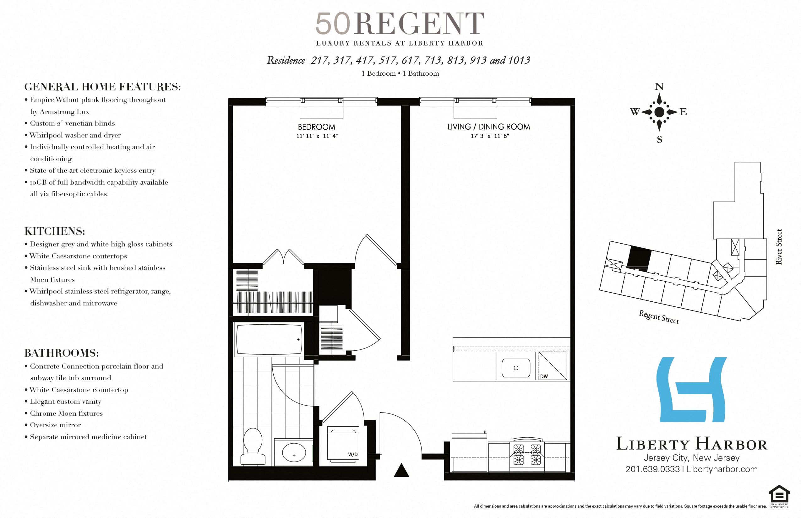 Floor plan for 1 bed, 1 bath, 667 sqft