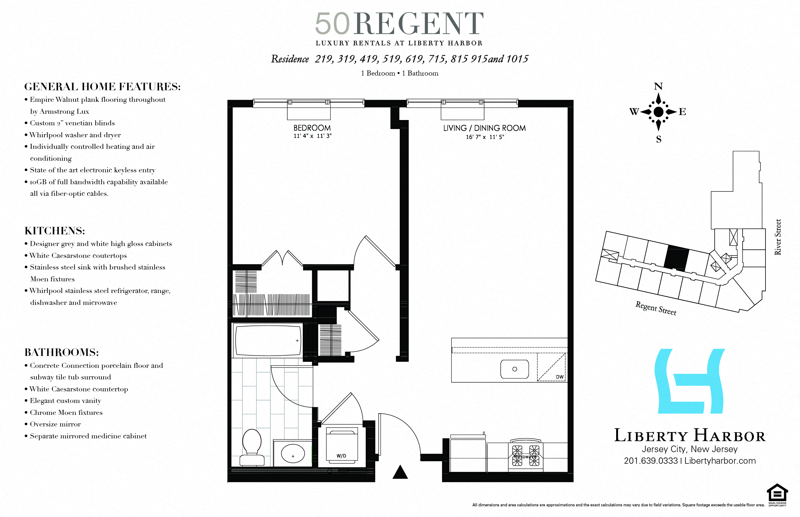 Floor plan for 1 bed, 1 bath, 667 sqft