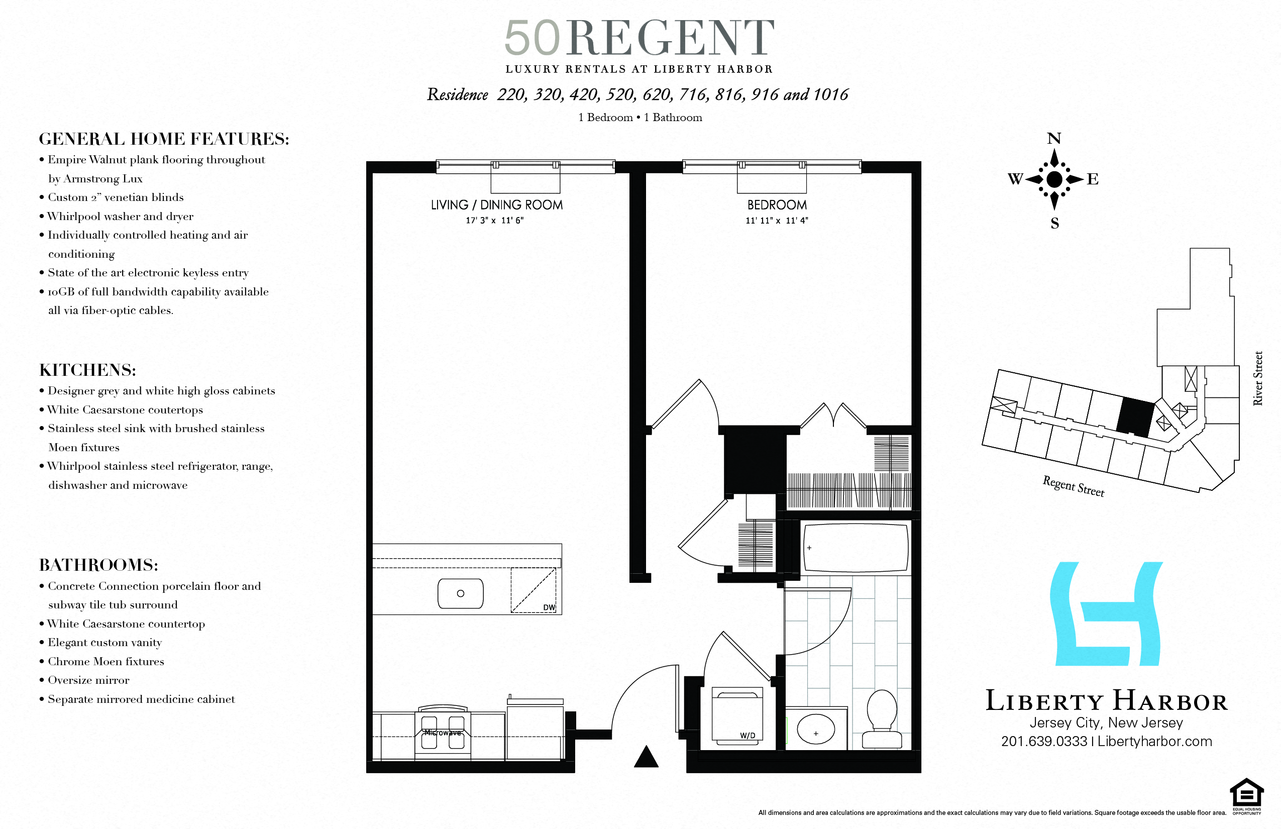Floor plan for 1 bed, 1 bath, 667 sqft