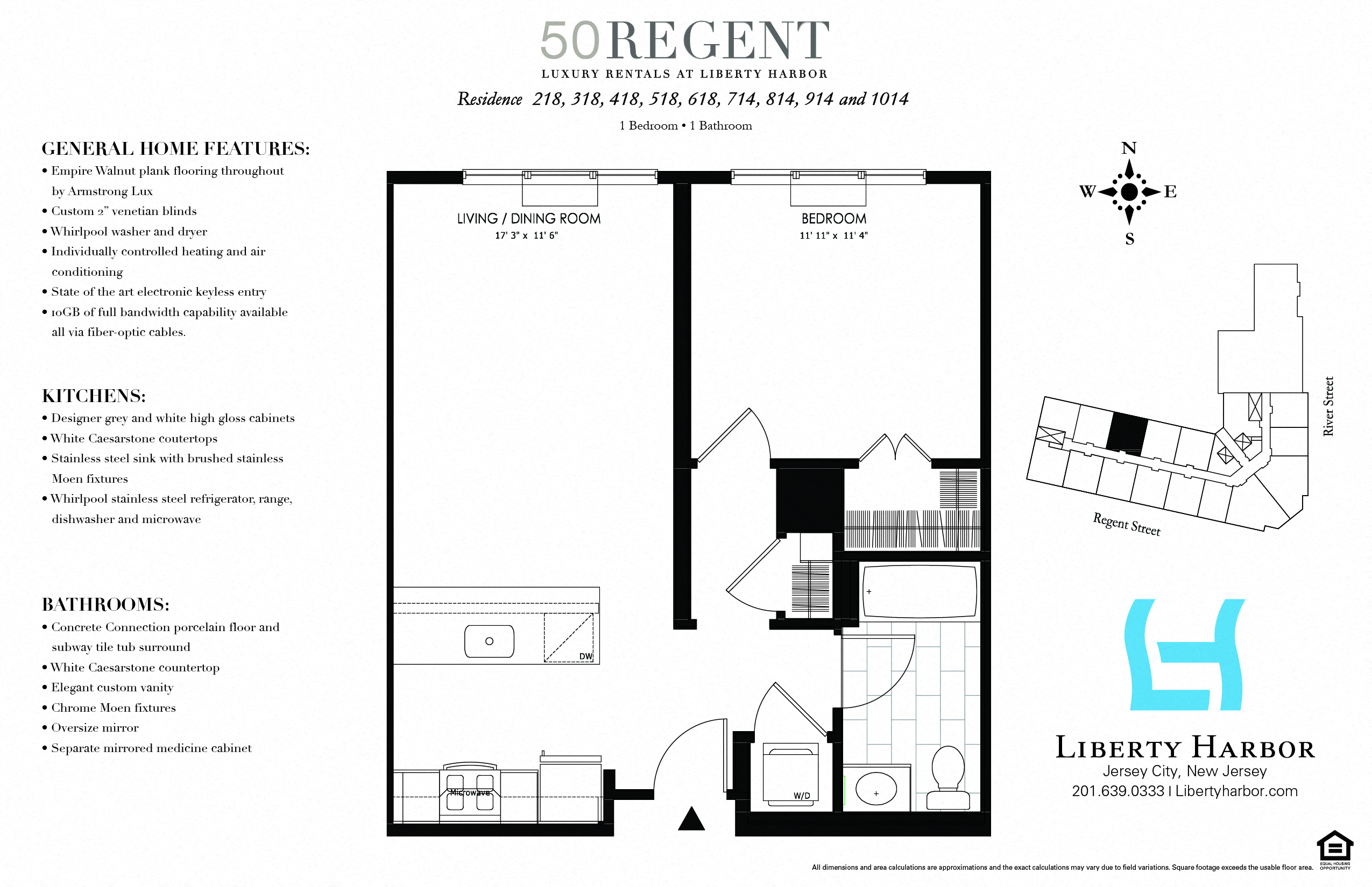 Floor plan for 1 bed, 1 bath, 667 sqft