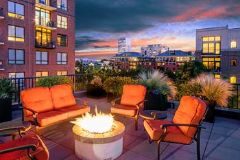 Community fire pit on rooftop