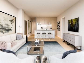 Chicago apartment for rent - a living room with a white couch and a table