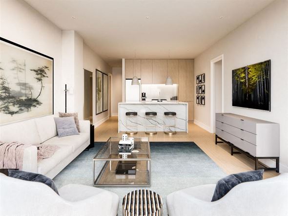 Chicago apartment for rent - a living room with a white couch and a table