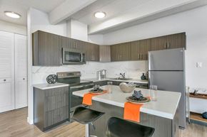 Denver apartment for rent - a kitchen with stainless steel appliances and a counter top