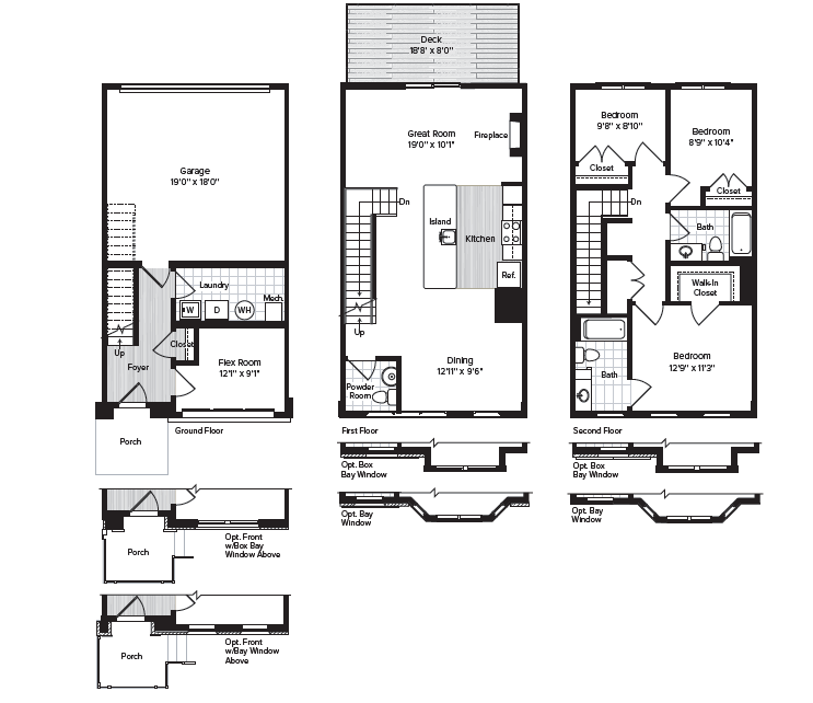 Floor plan for 3 beds, 2.5 baths, 1628 sqft