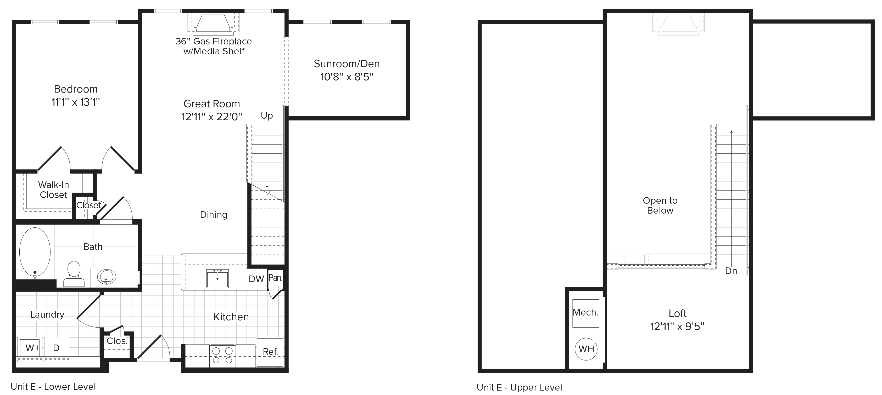 Floor plan for 1 bed, 1 bath, 994 sqft