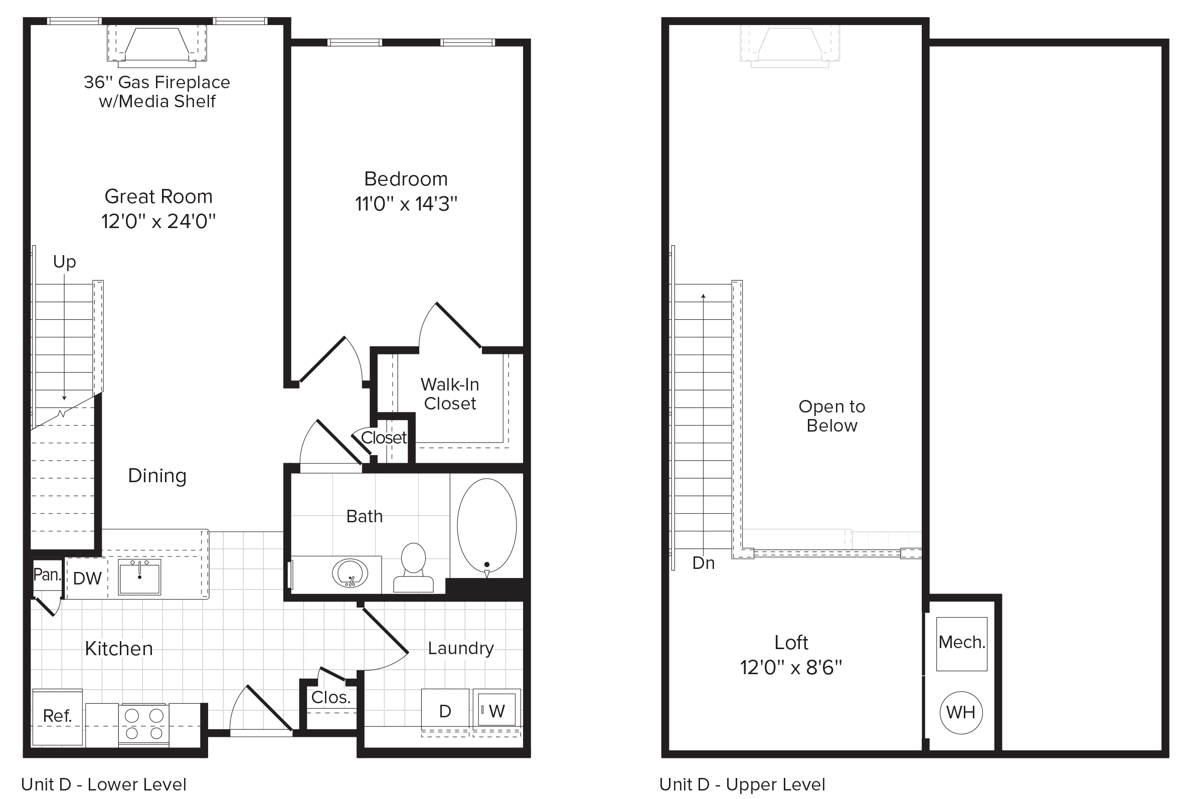 Floor plan for 1 bed, 1 bath, 907 sqft