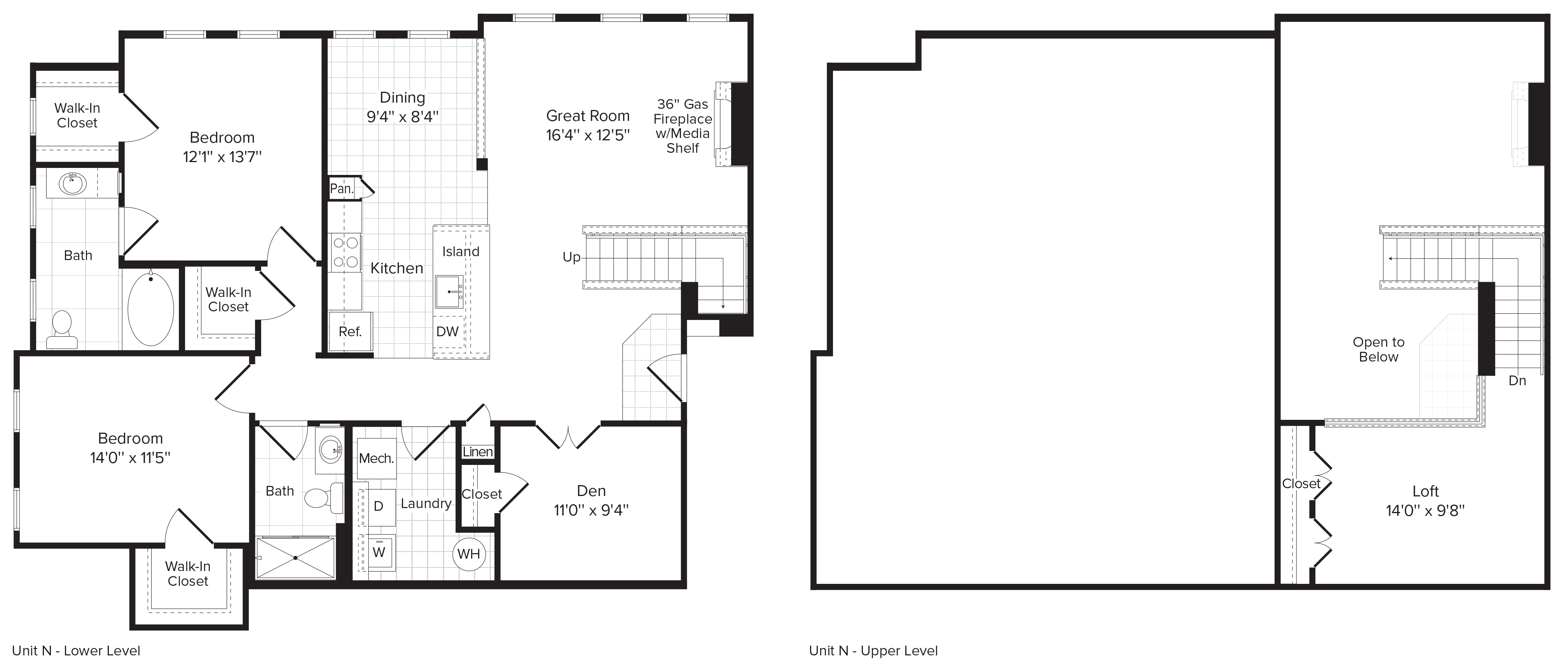 Floor plan for 2 beds, 2 baths, 1560 sqft