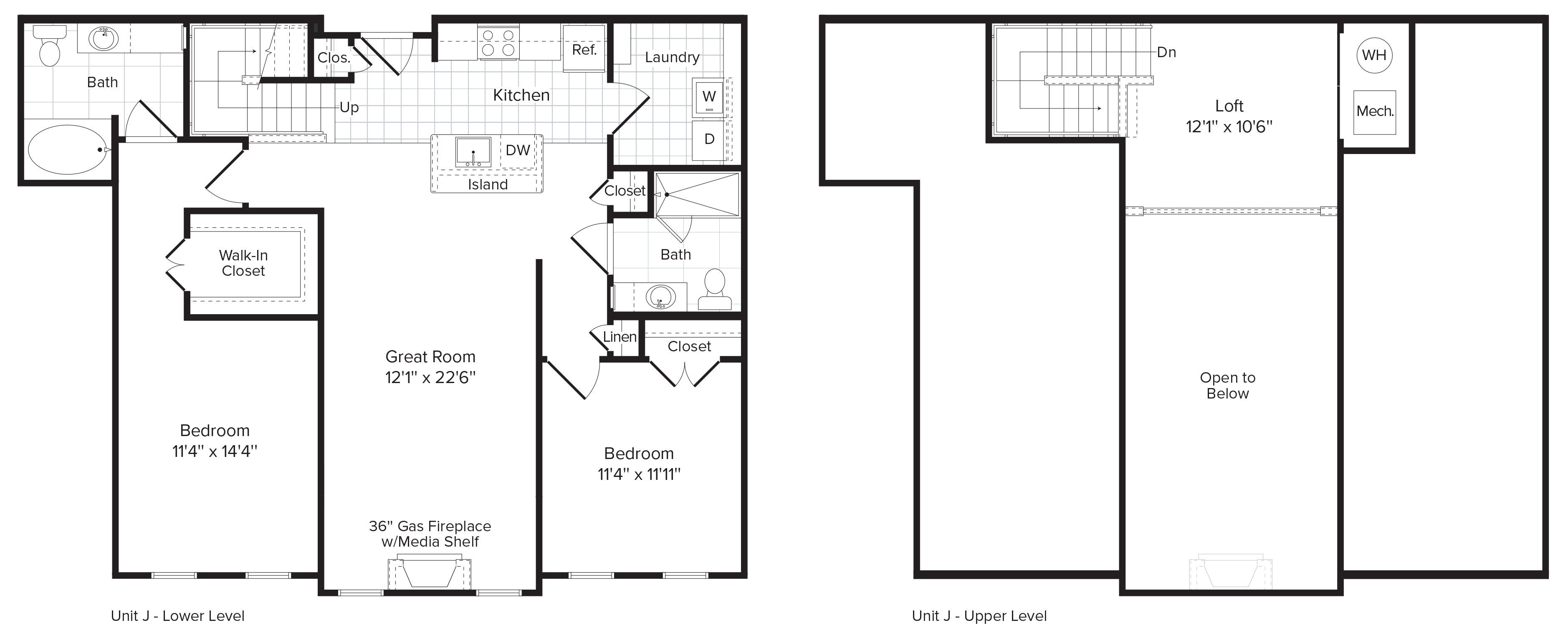 Floor plan for 2 beds, 2 baths, 1310 sqft