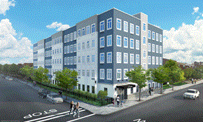 North Bergen apartment for rent - a rendering of a five story building on a city street