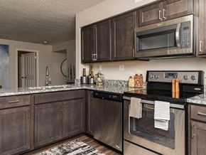 Dearborn apartment for rent - Fairlane Woods apartment kitchen with stainless steel appliances