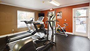 Lynnwood apartment for rent - a gym with treadmills and other exercise equipment in a home gym