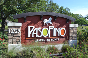 San Antonio apartment for rent - a sign for the paso into apartment homes
